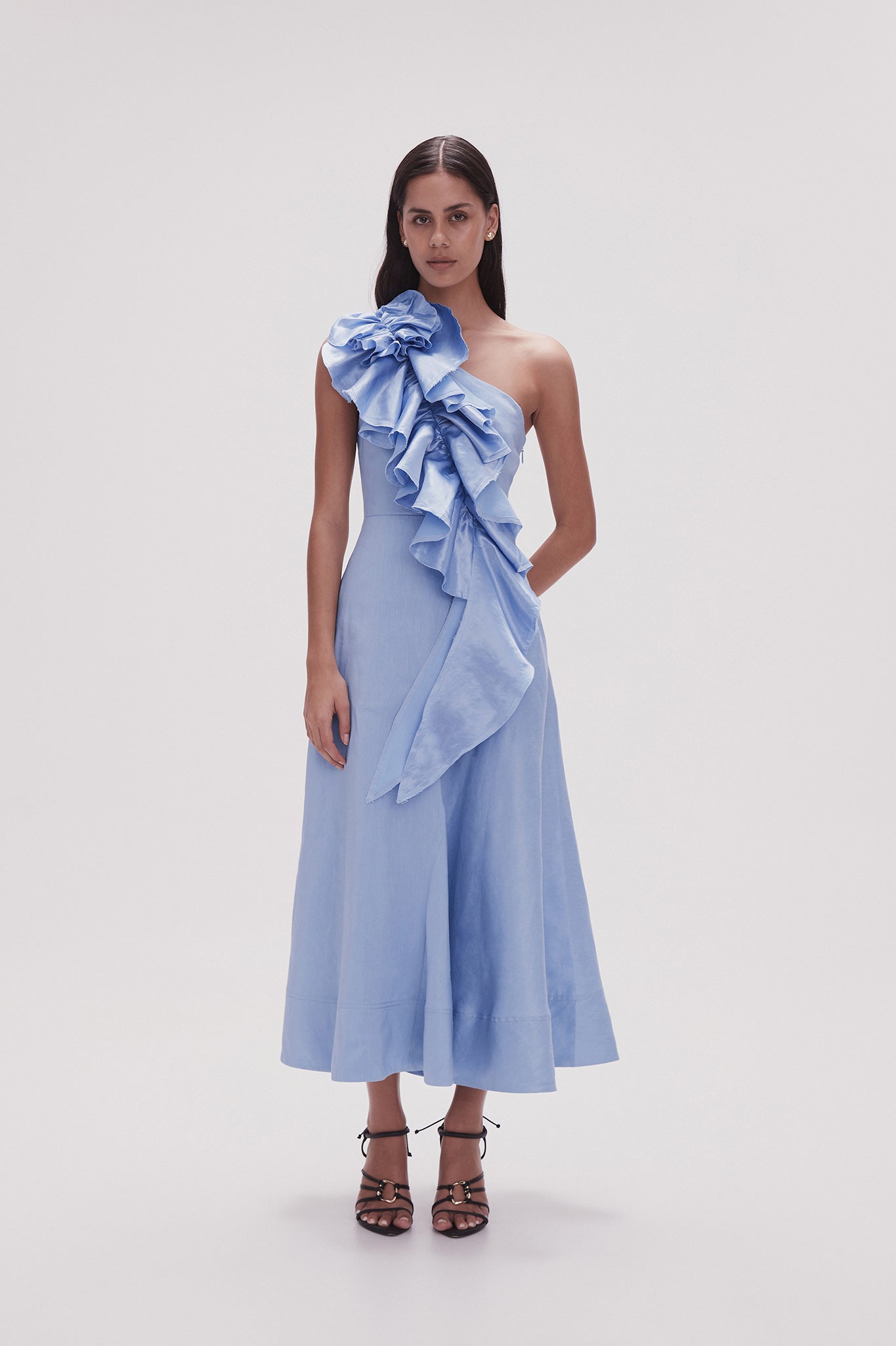 Adelia Ruffle Midi Dress | Light Sky Blue | Aje – Aje AU
