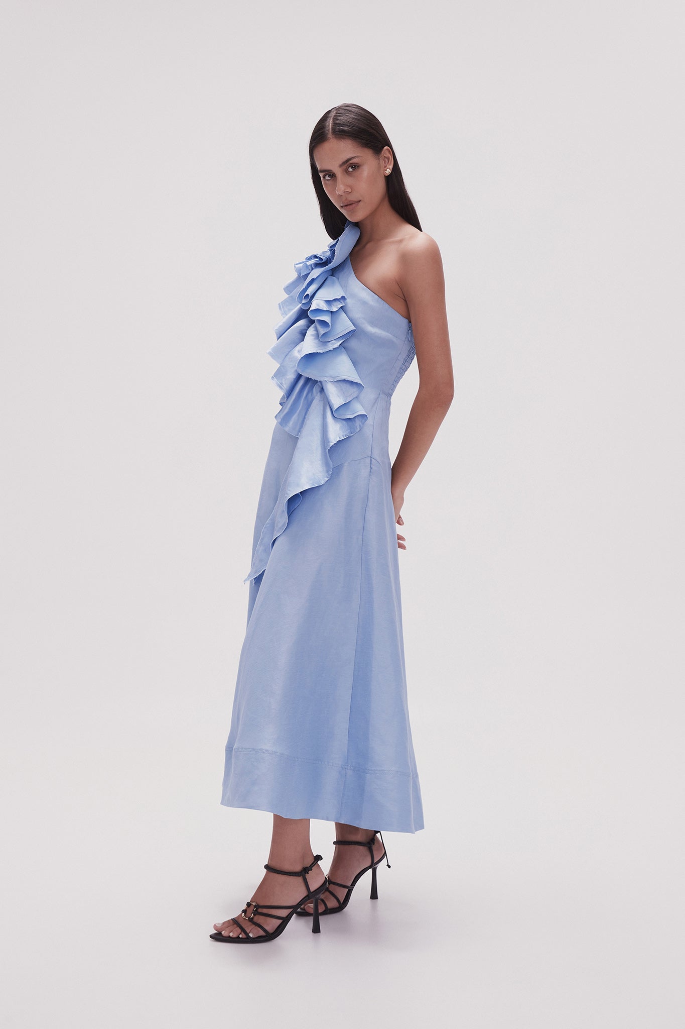 Adelia Ruffle Midi Dress | Light Sky Blue | Aje – Aje AU