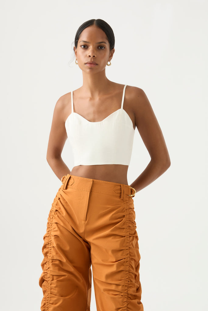 Ivory. Cropped top. Bralette. Casual. Elegant. Aje.