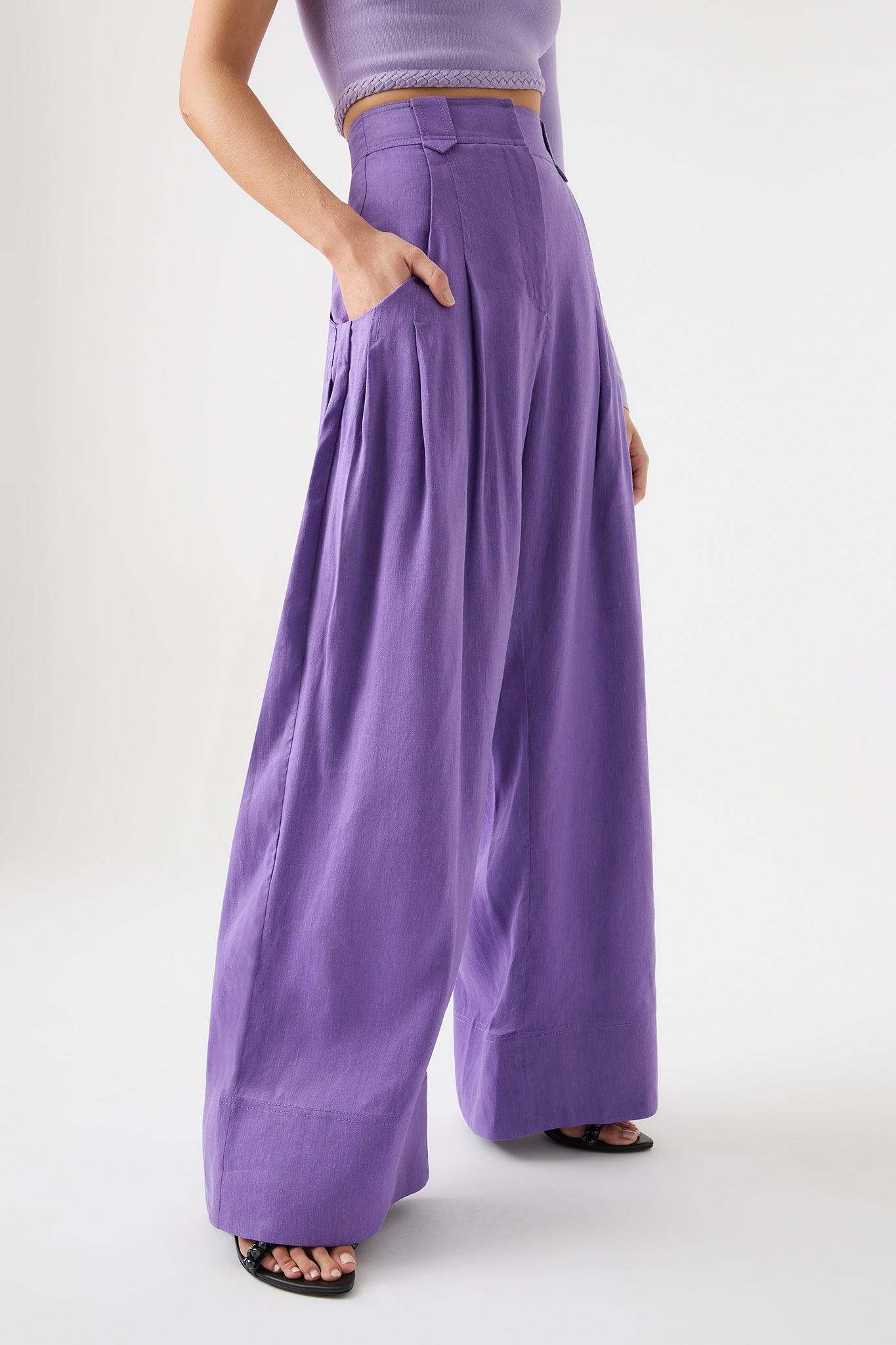 Purple clearance pleated pants