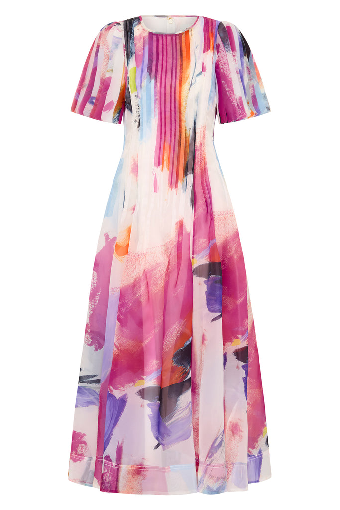 Nova Pleated Midi Dress | Abstract Sunset | Aje – Aje AU