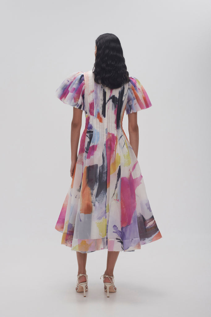 Nova Pleated Midi Dress | Abstract Sunset | Aje – Aje AU