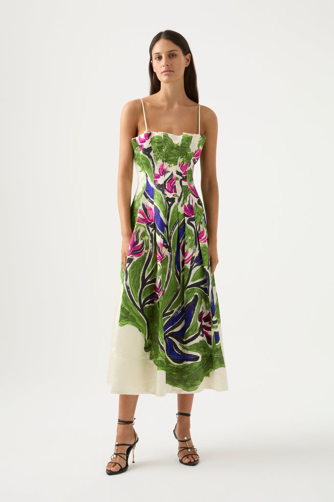 Paradiso Cinched Midi Dress | Native Gumnut Floral | Aje – Aje AU