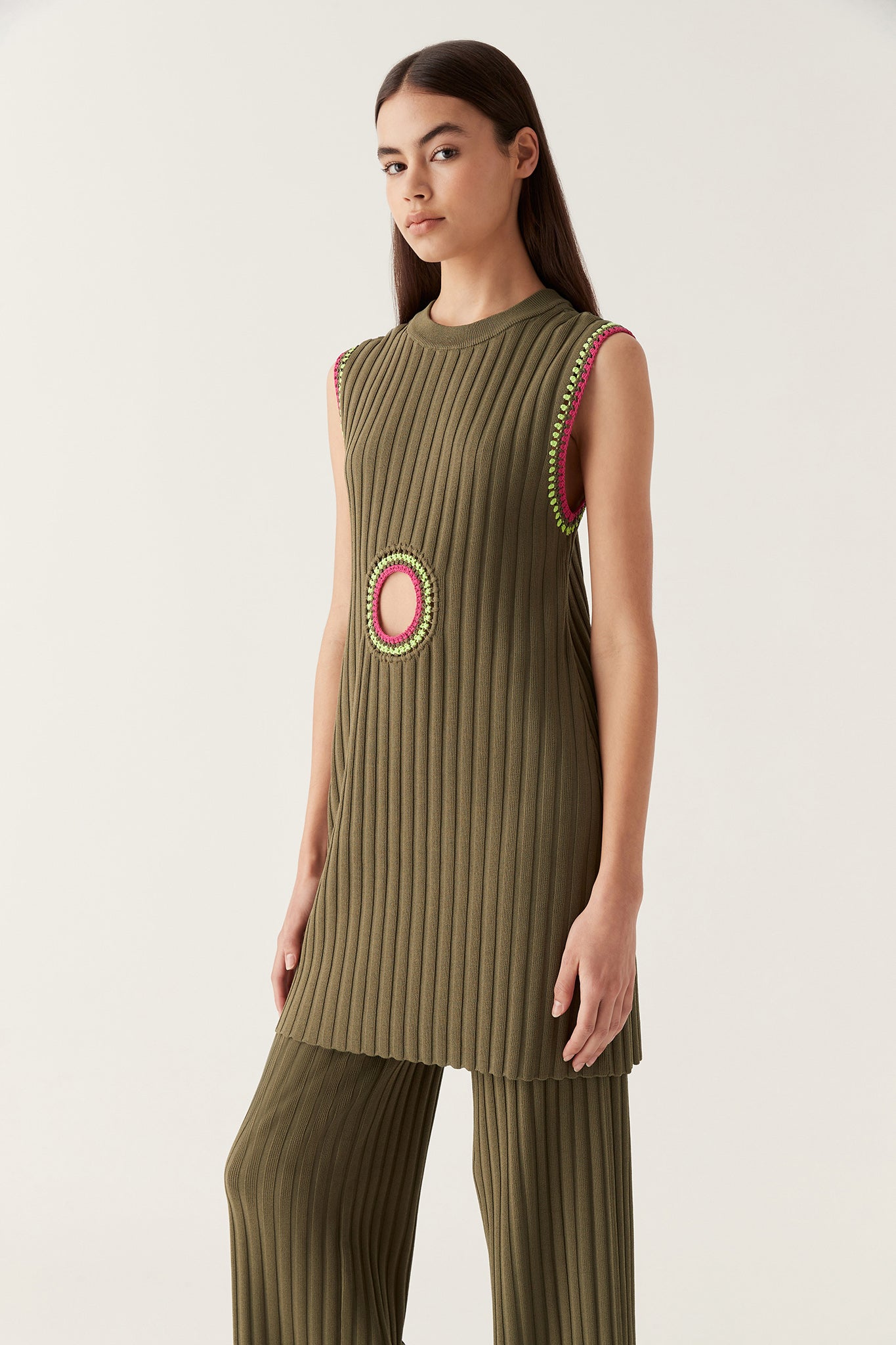 aje crochet dress Aje Mosaic Crochet Midi Dress