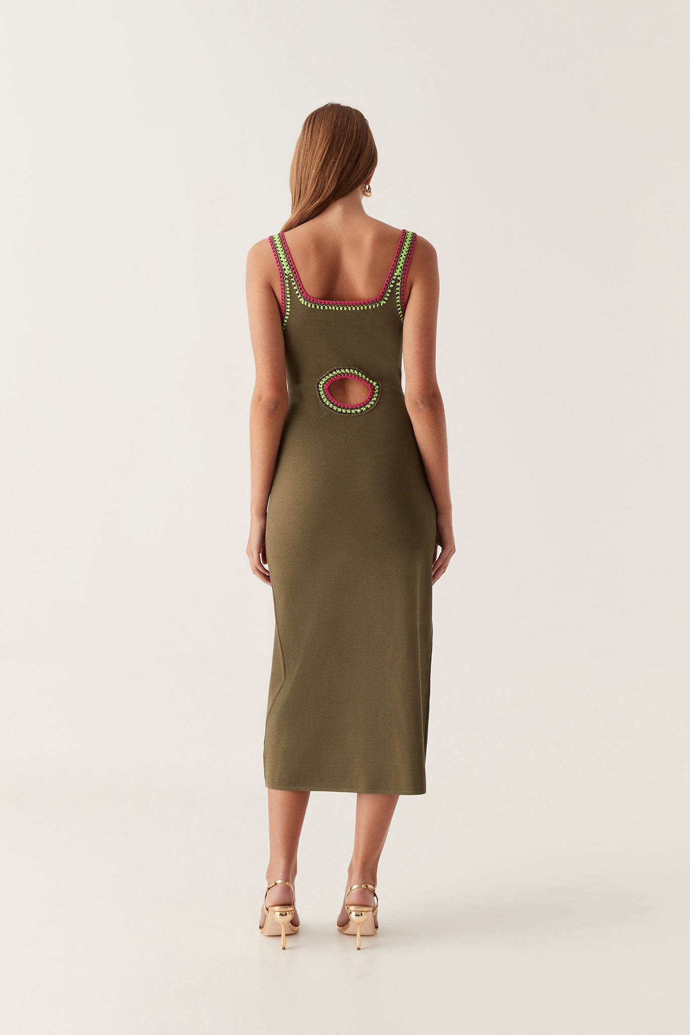 aje crochet dress Aje Mosaic Crochet Midi Dress