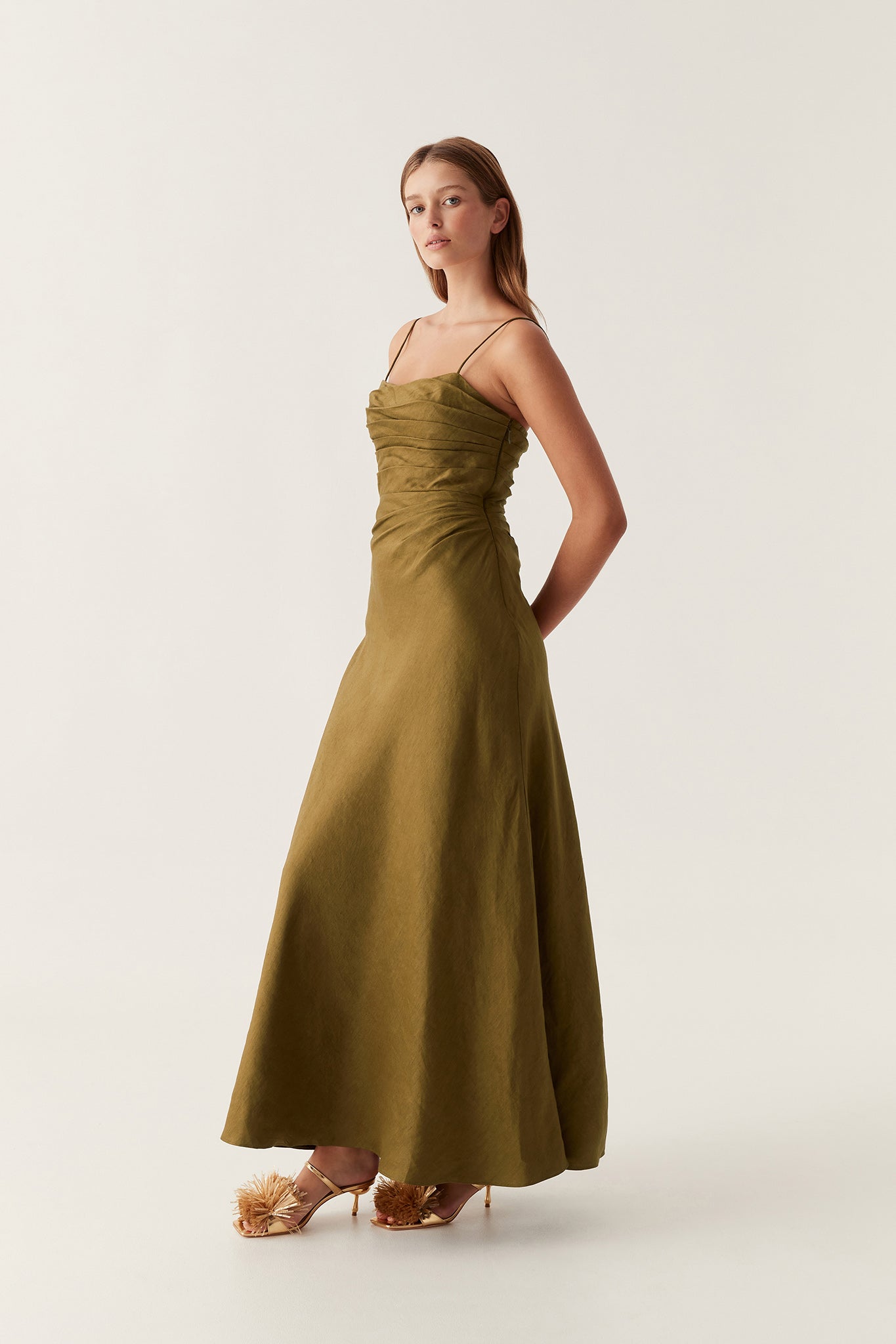 Clarice Draped Maxi Dress-DEEP OLIVE / 4 Clarice Draped Maxi Dress-DEEP OLIVE / 4