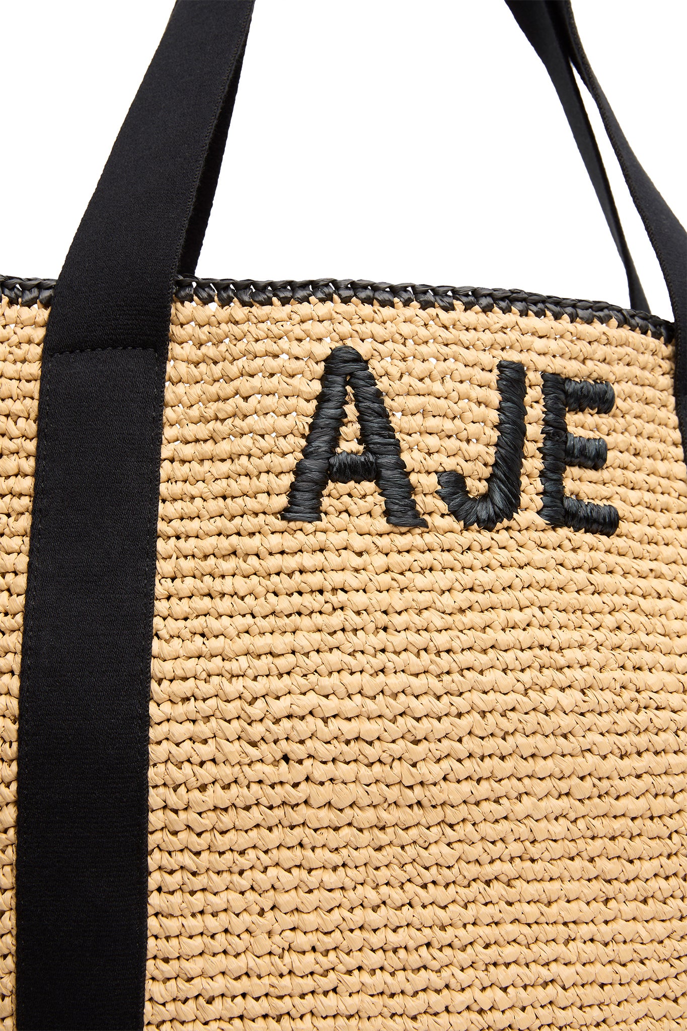 Maisie Logo Raffia Beach Tote Natural Black Aje Aje AU