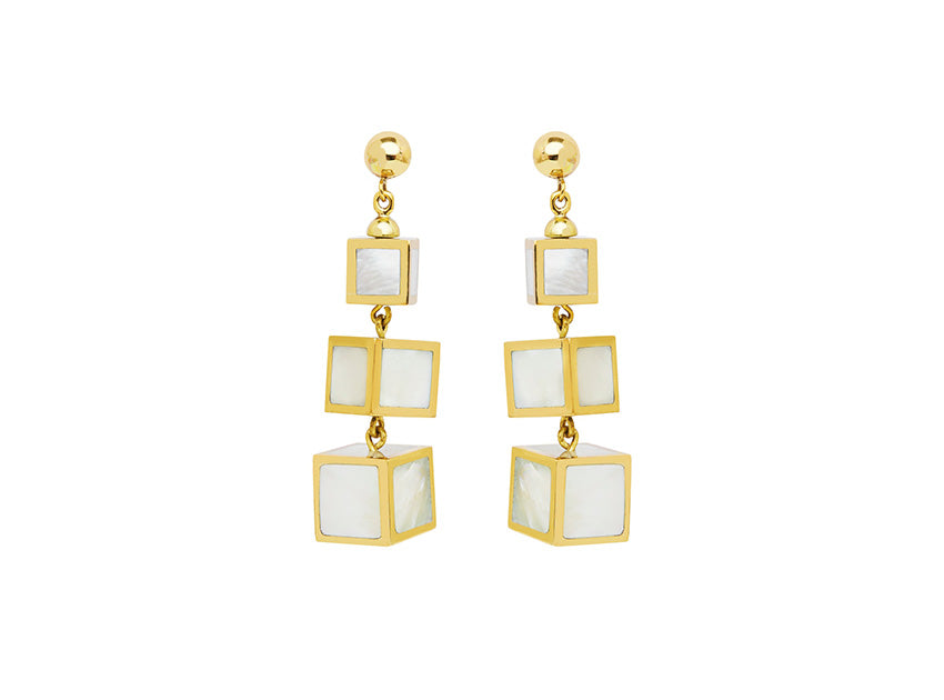 Mother of Pearl Cubic Drop Earrings