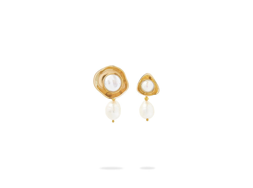 Deco Asymmetrical Drop Pearl Earrings