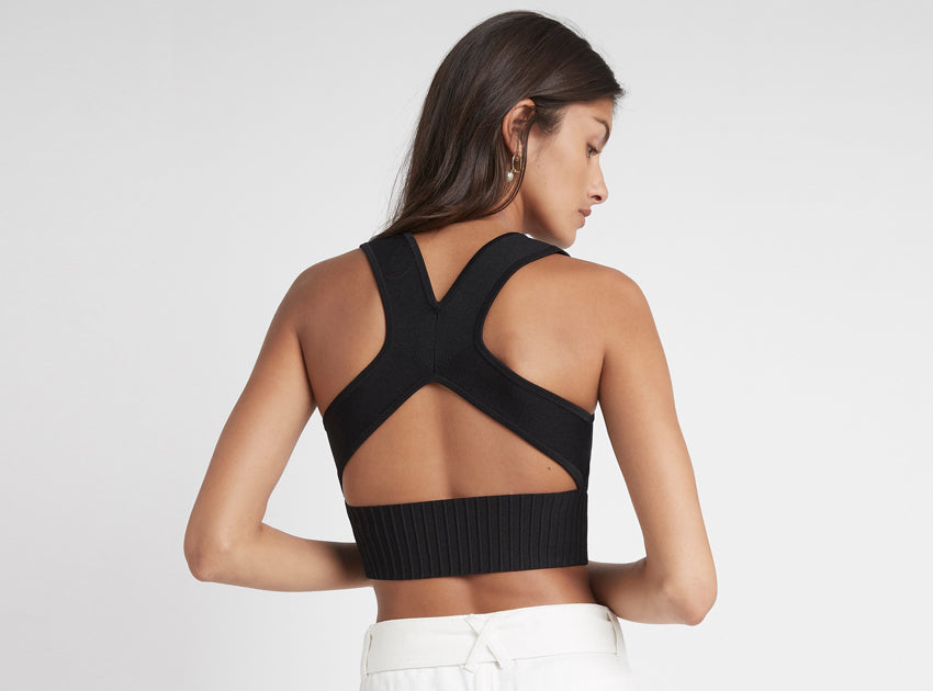 Livadi Cut Out Knit Logo Crop Top