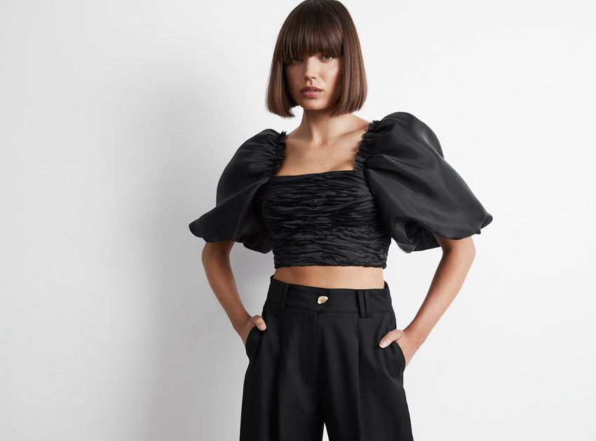 Myriad Puff Sleeve Cropped Top