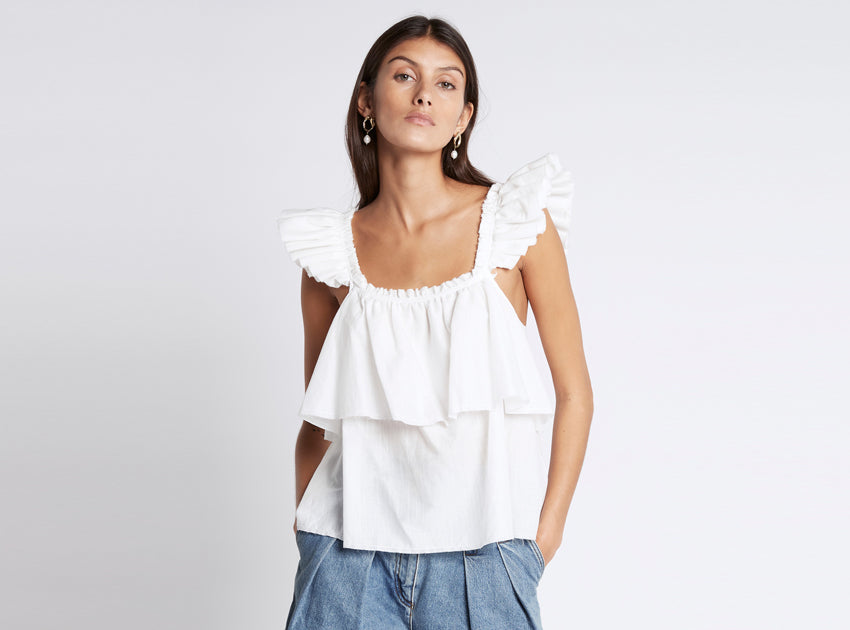 Romance Ruffle Shoulder Cami