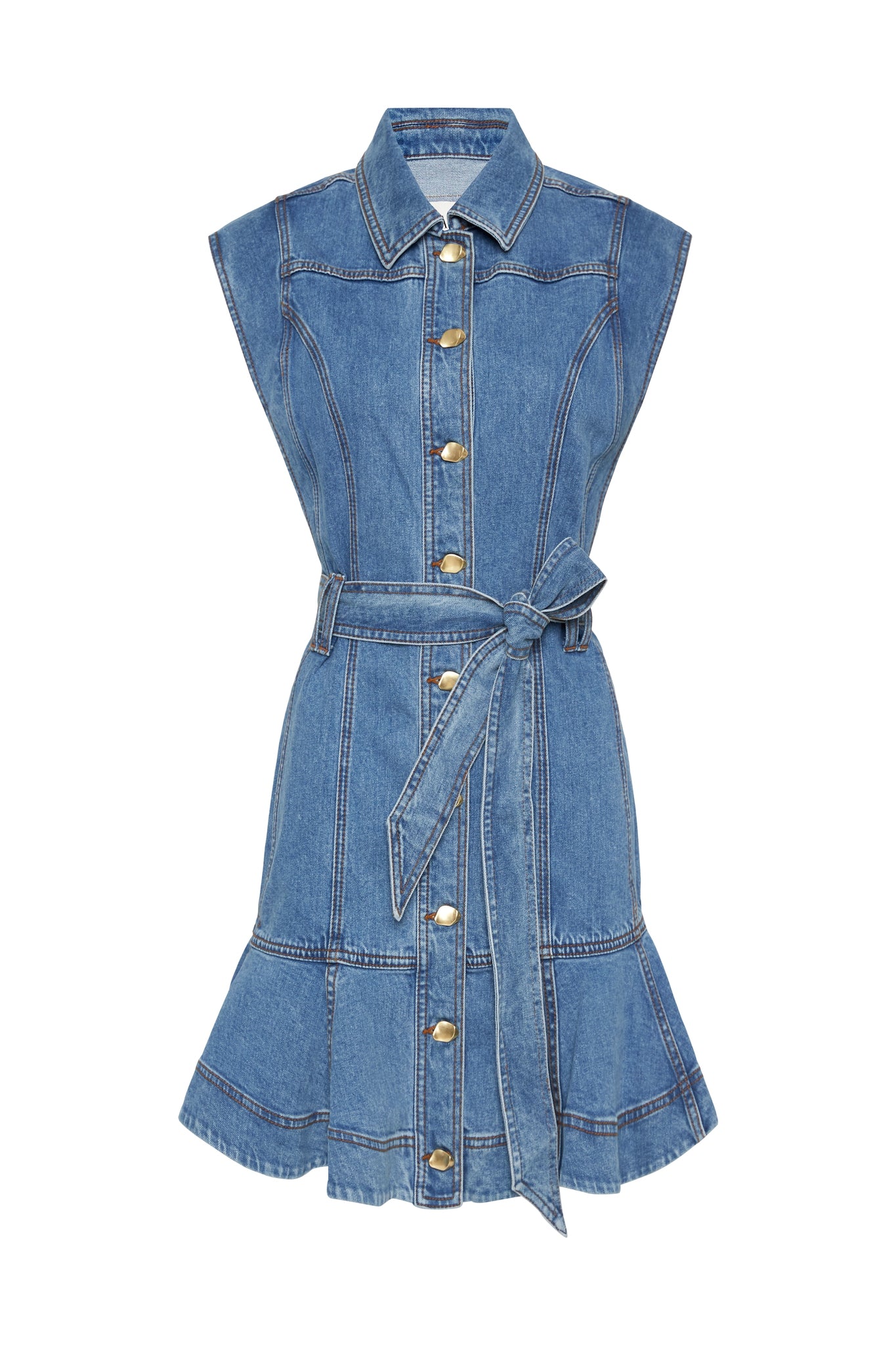 Julia Denim Ruffle Hem Mini Dress
