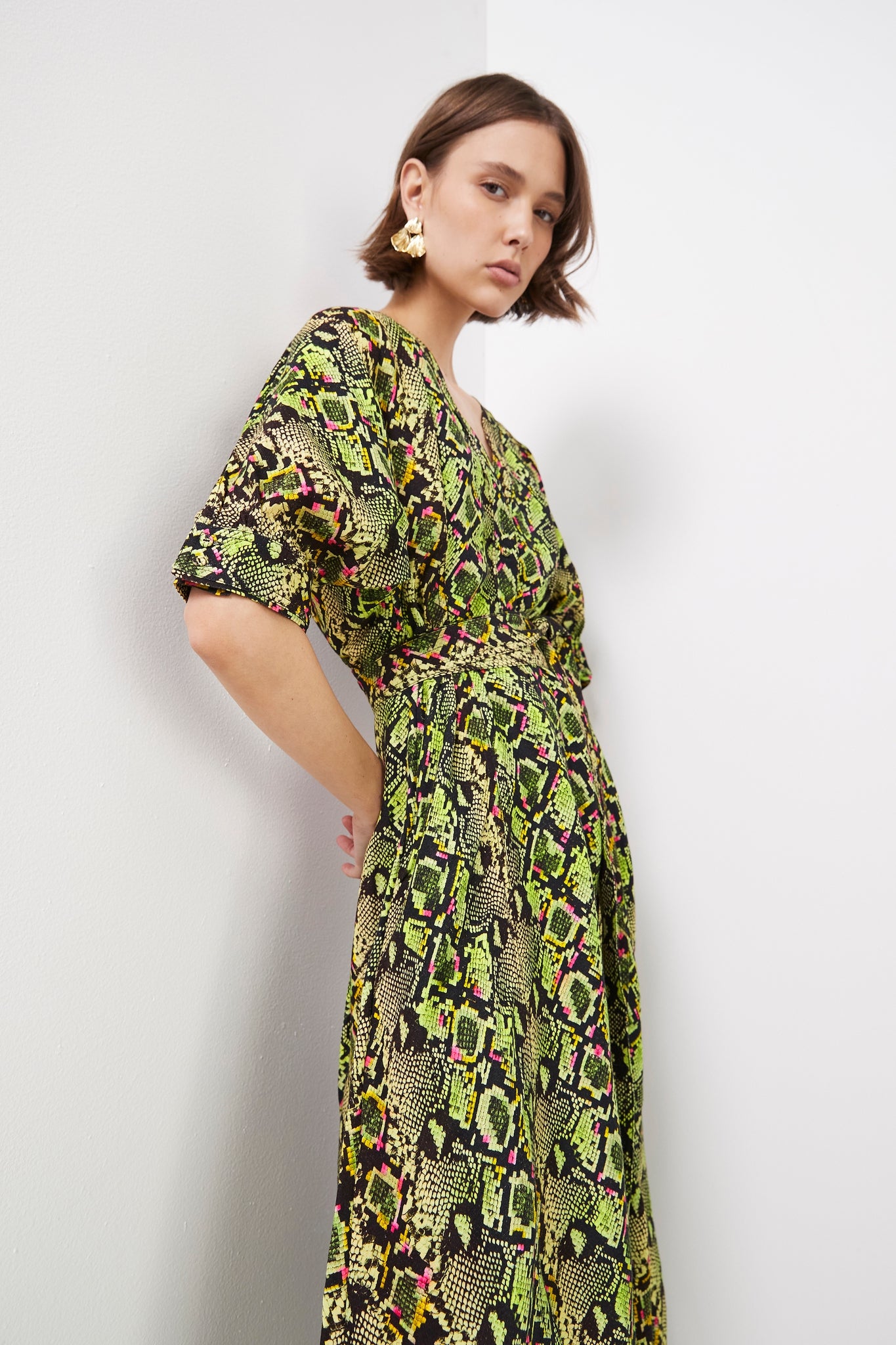 Serpentine Belted Midi Dress