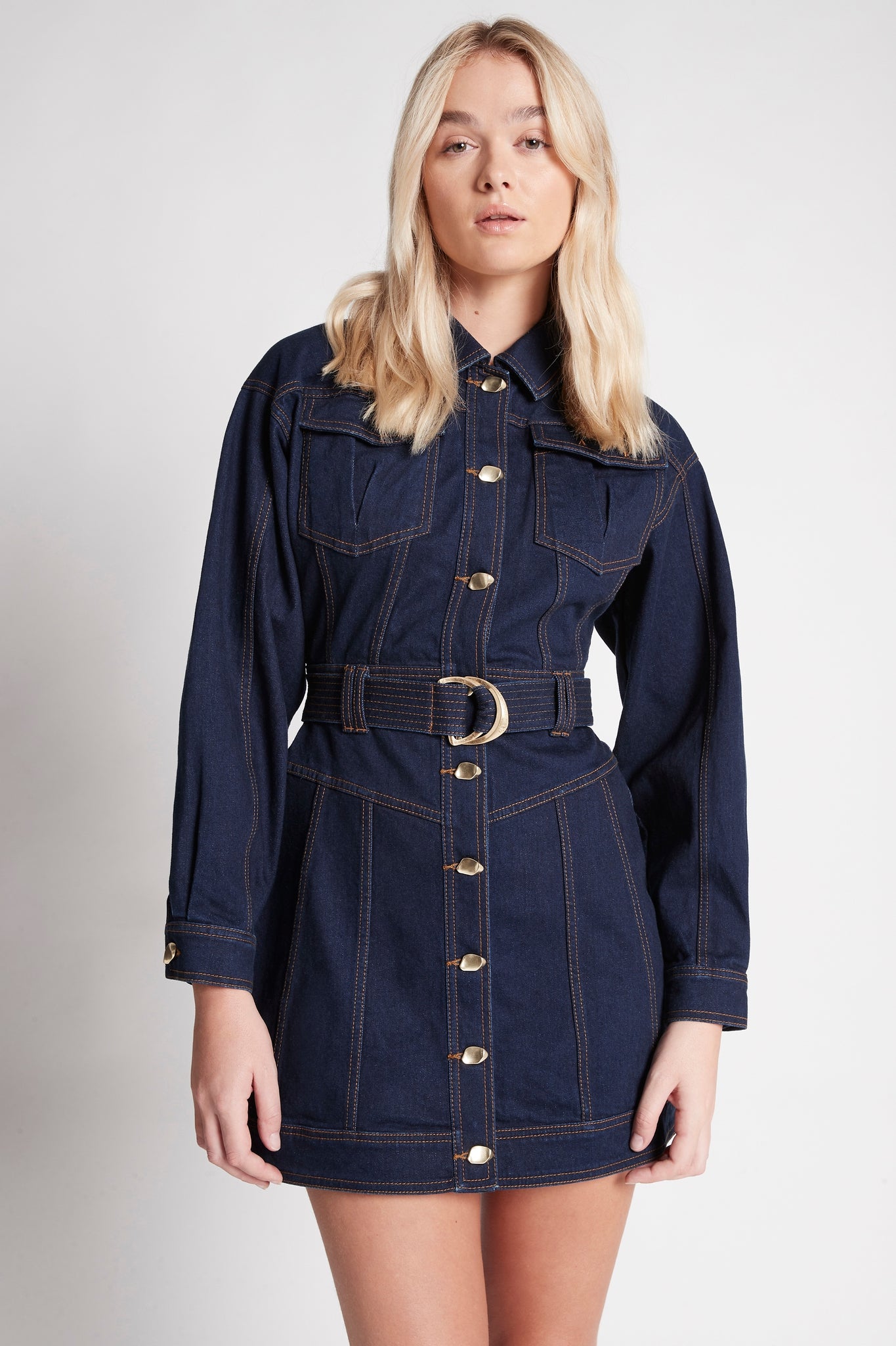 Philia Belted Denim Dress