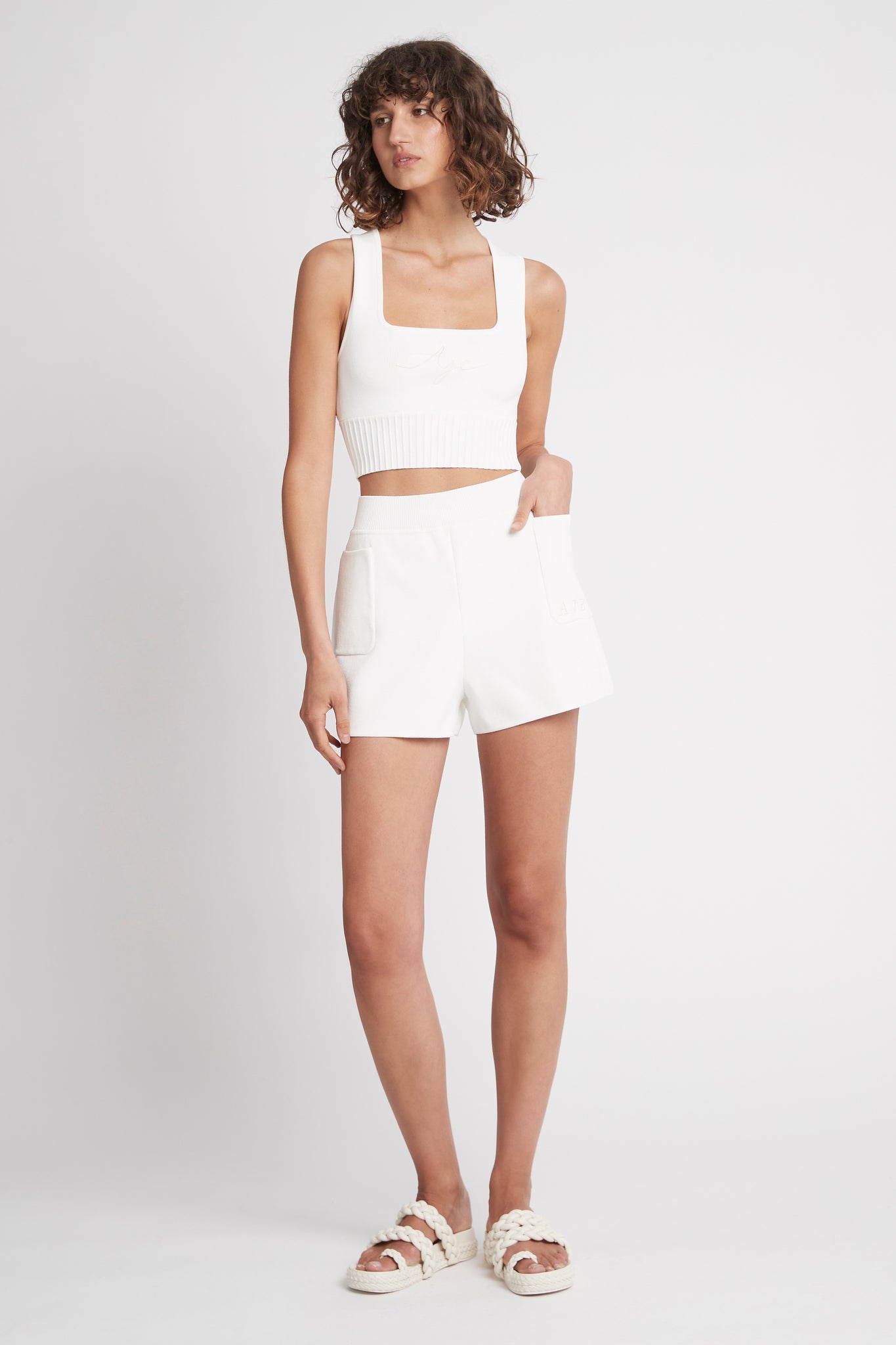 Livadi Cut Out Knit Logo Crop Top