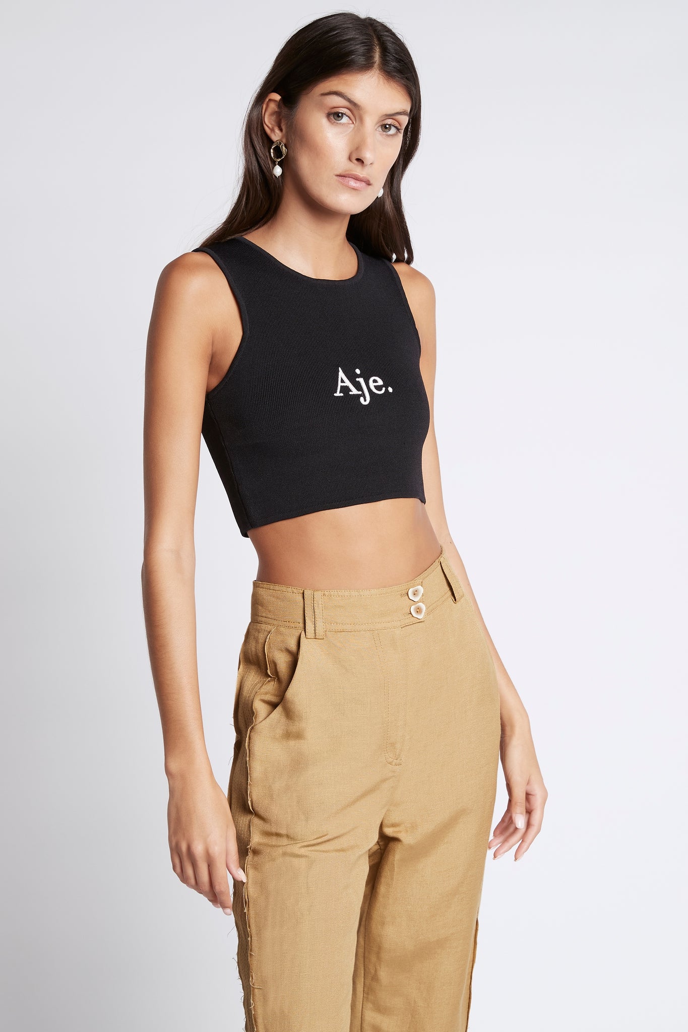 Bardot Knit Logo Cropped Tank