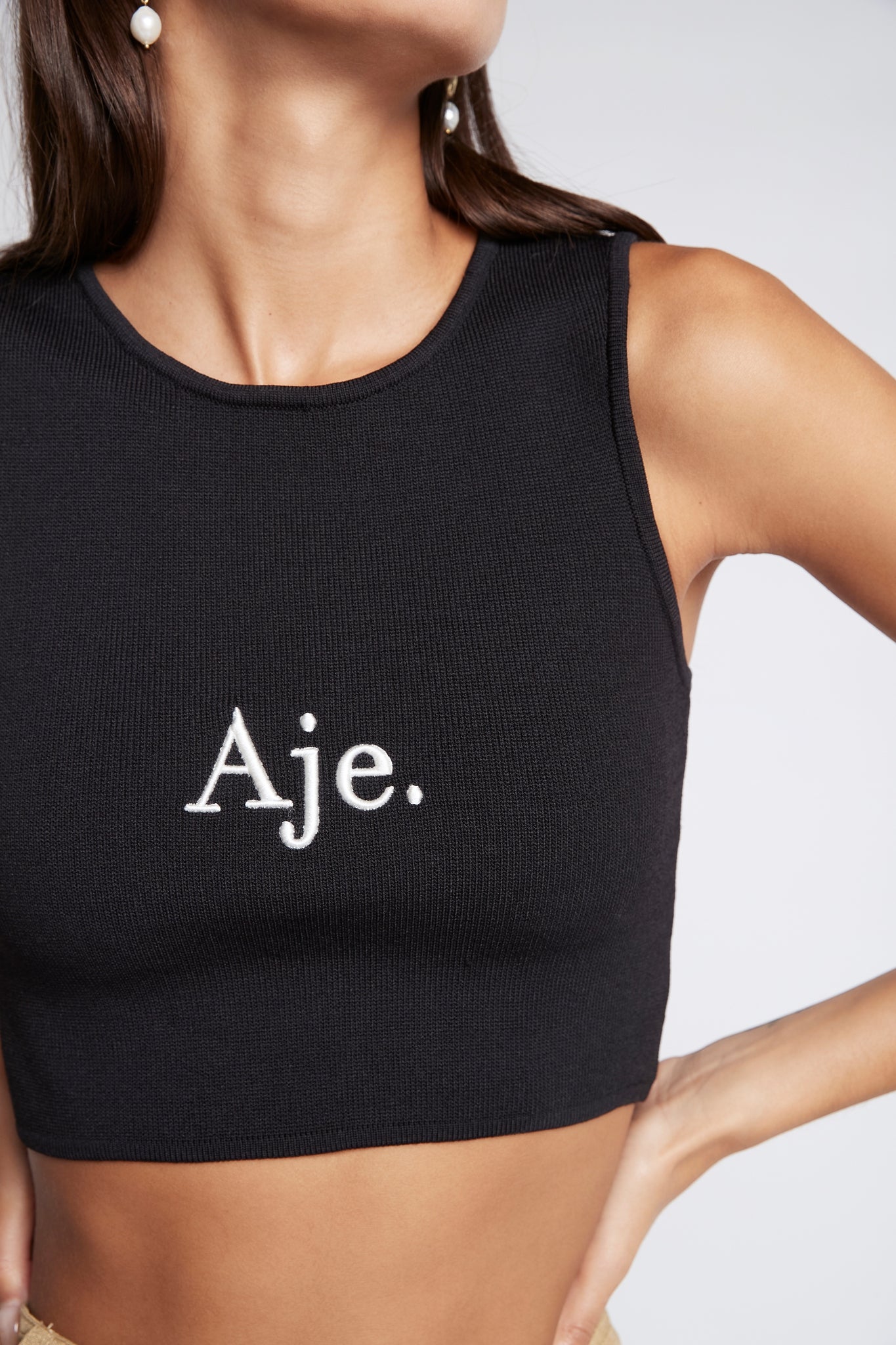 Bardot Knit Logo Cropped Tank