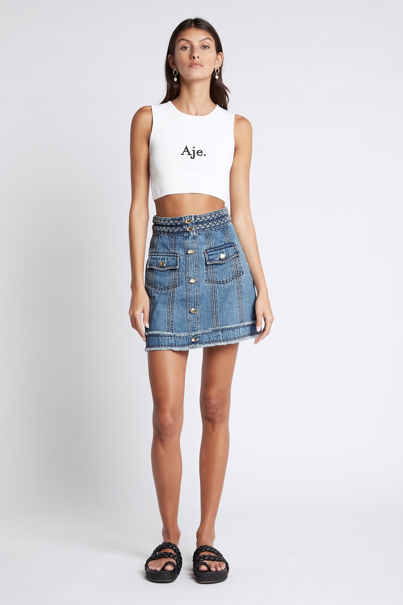 Bardot Knit Logo Cropped Tank