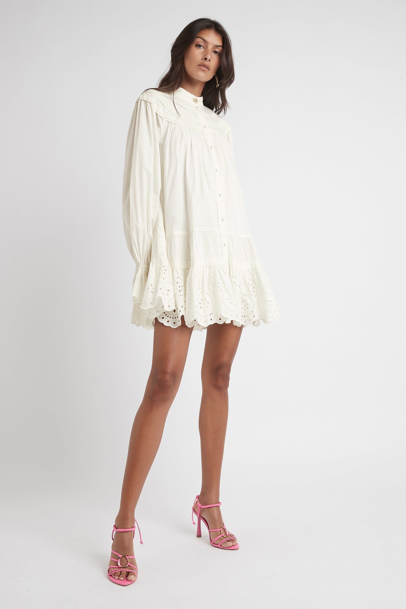 Salita Longsleeve Broderie Smock Dress