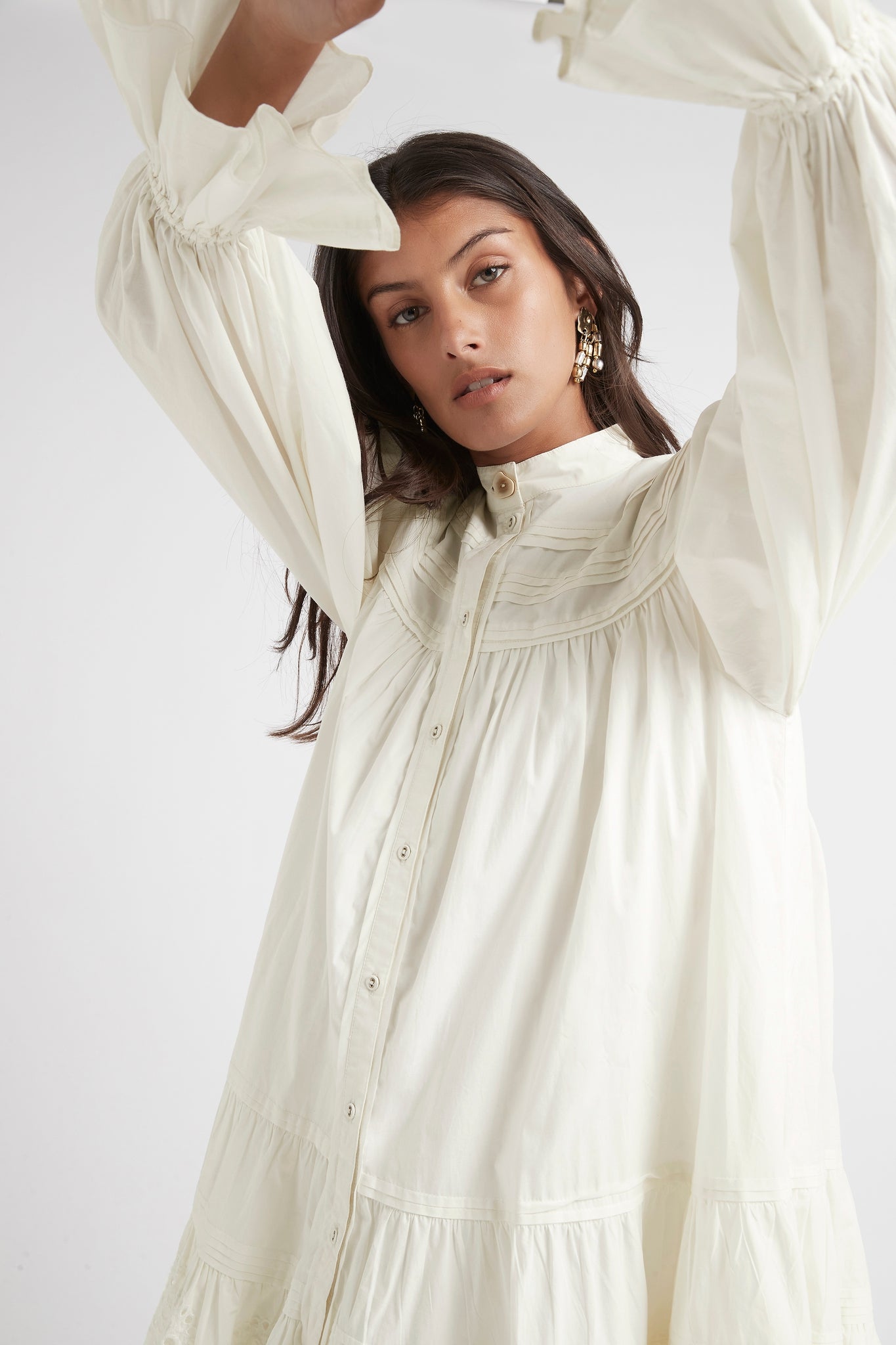 Salita Longsleeve Broderie Smock Dress