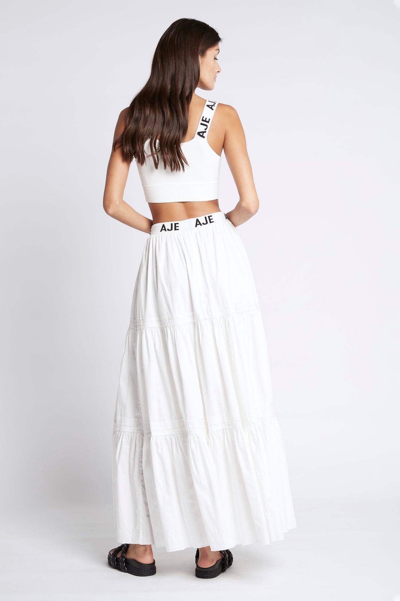 Bardot Logo Tiered Midi Skirt
