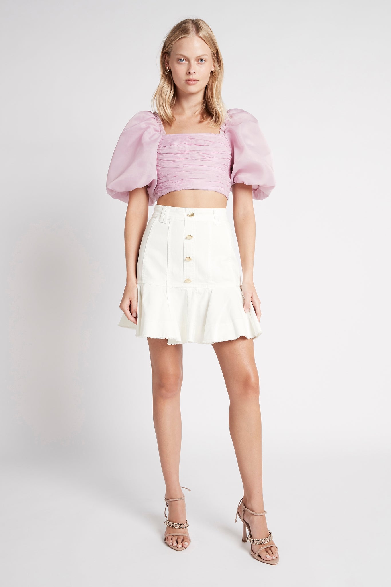 Myriad Puff Sleeve Cropped Top