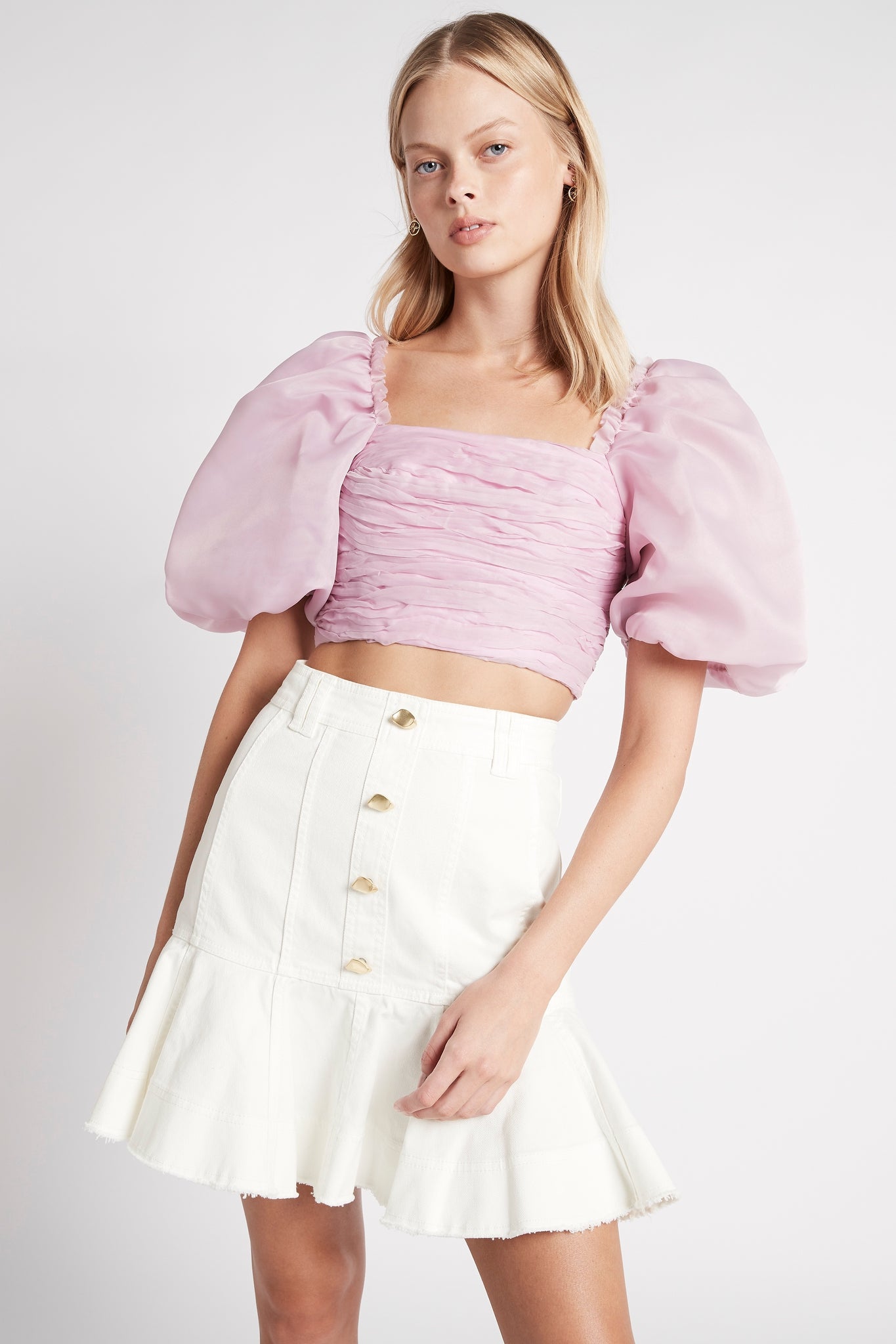 Myriad Puff Sleeve Cropped Top