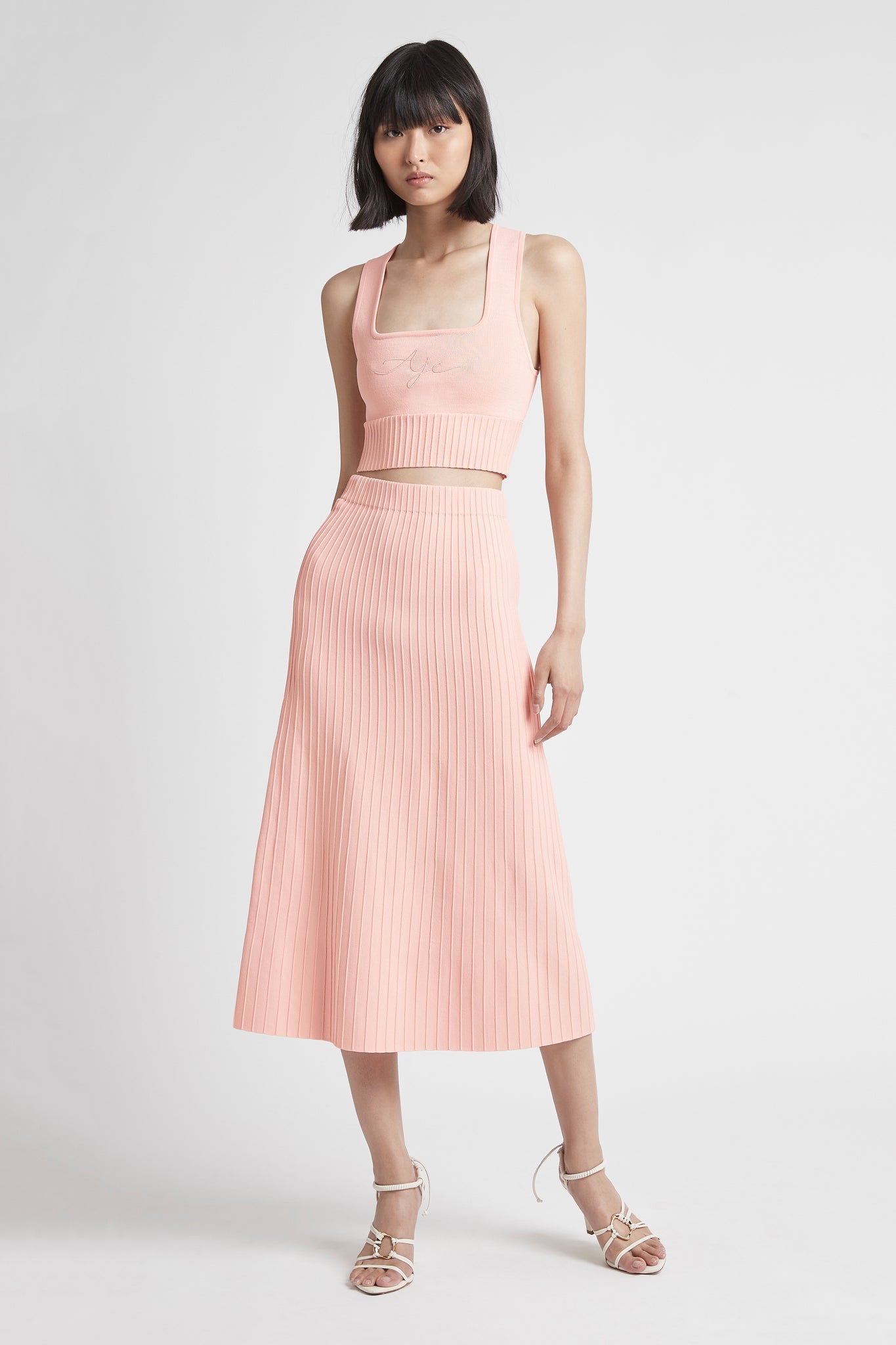 Livadi Cut Out Knit Logo Crop Top