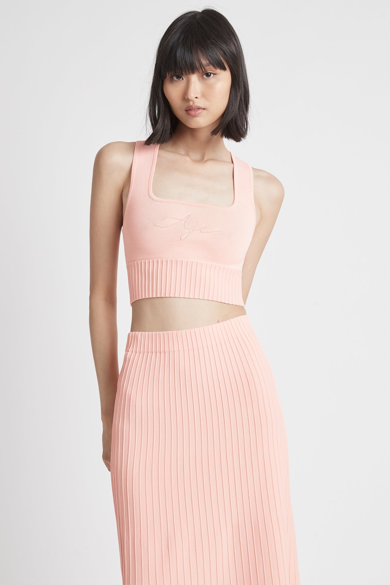 Livadi Cut Out Knit Logo Crop Top