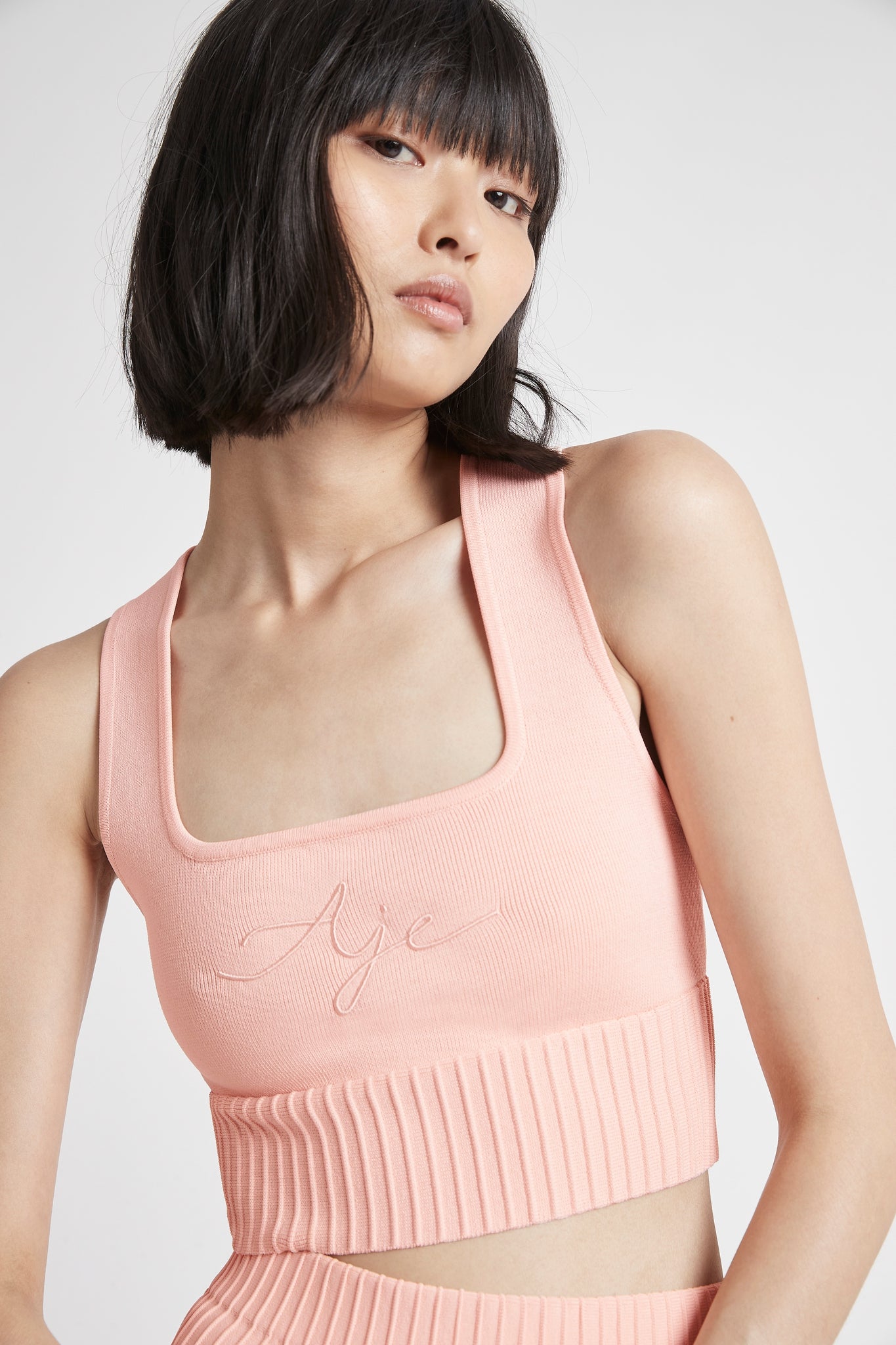 Livadi Cut Out Knit Logo Crop Top