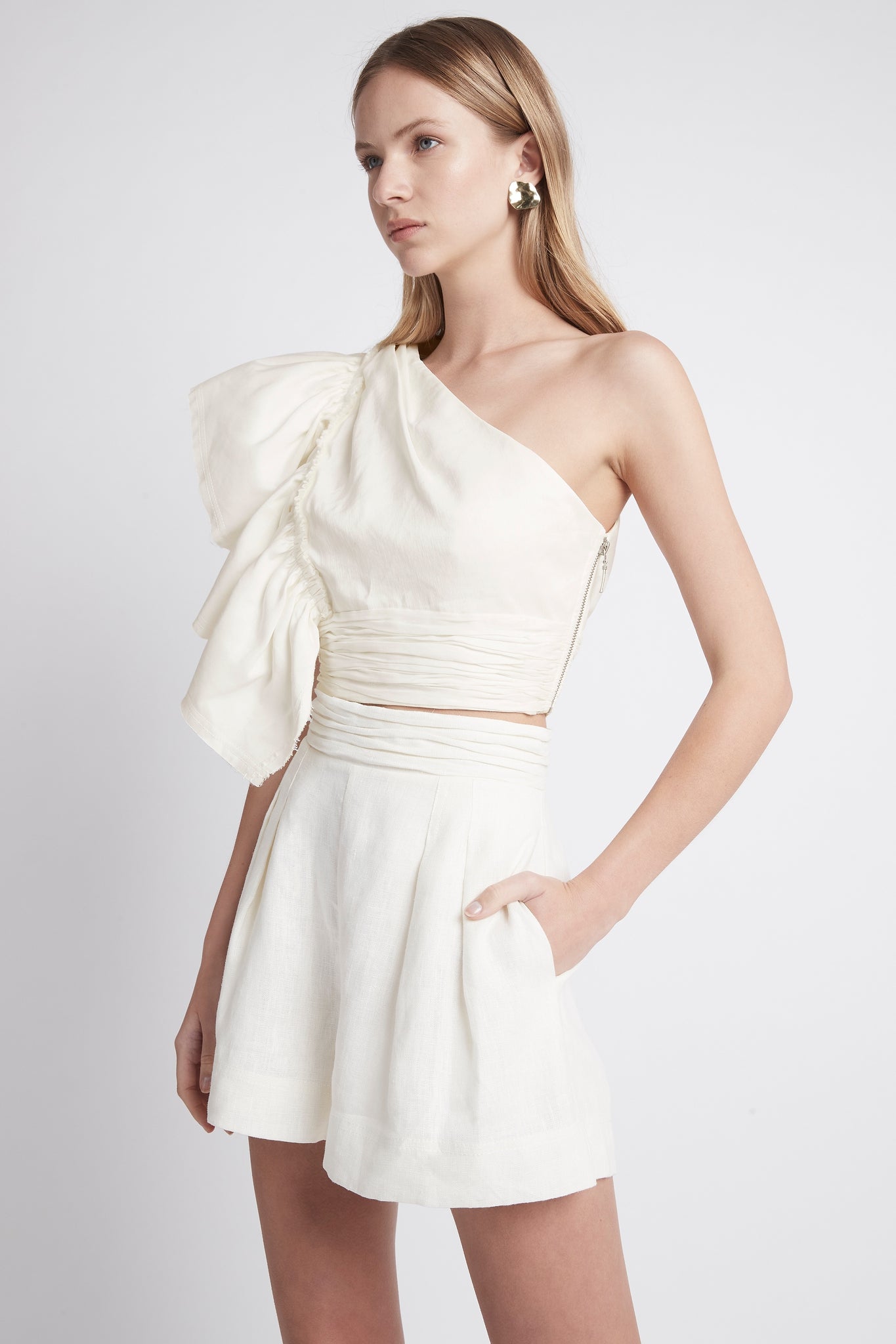 Bonjour One Shoulder Frill Top