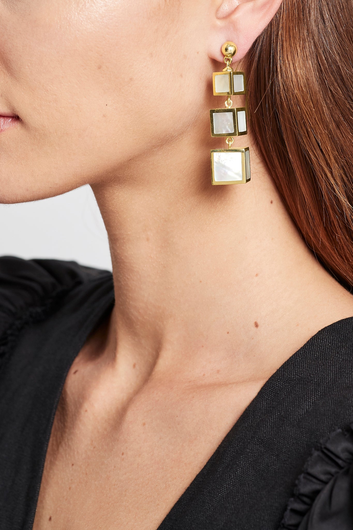 Mother of Pearl Cubic Drop Earrings