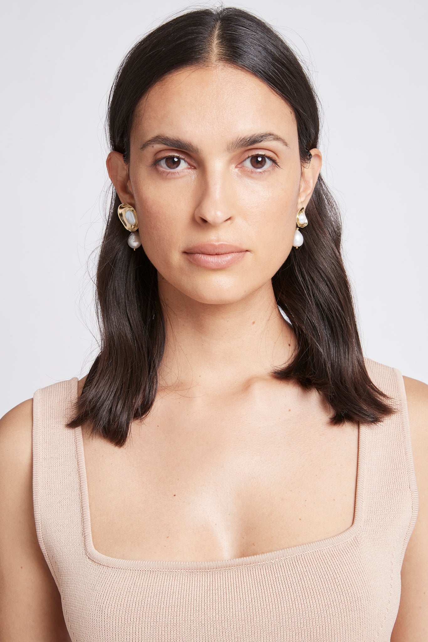 Deco Asymmetrical Drop Pearl Earrings
