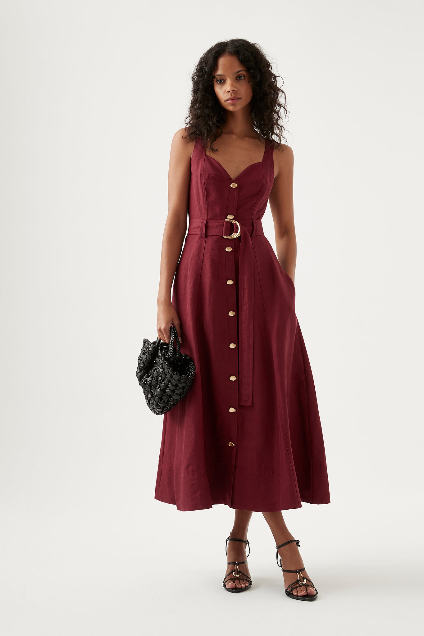 Clay Belted Midi Dress