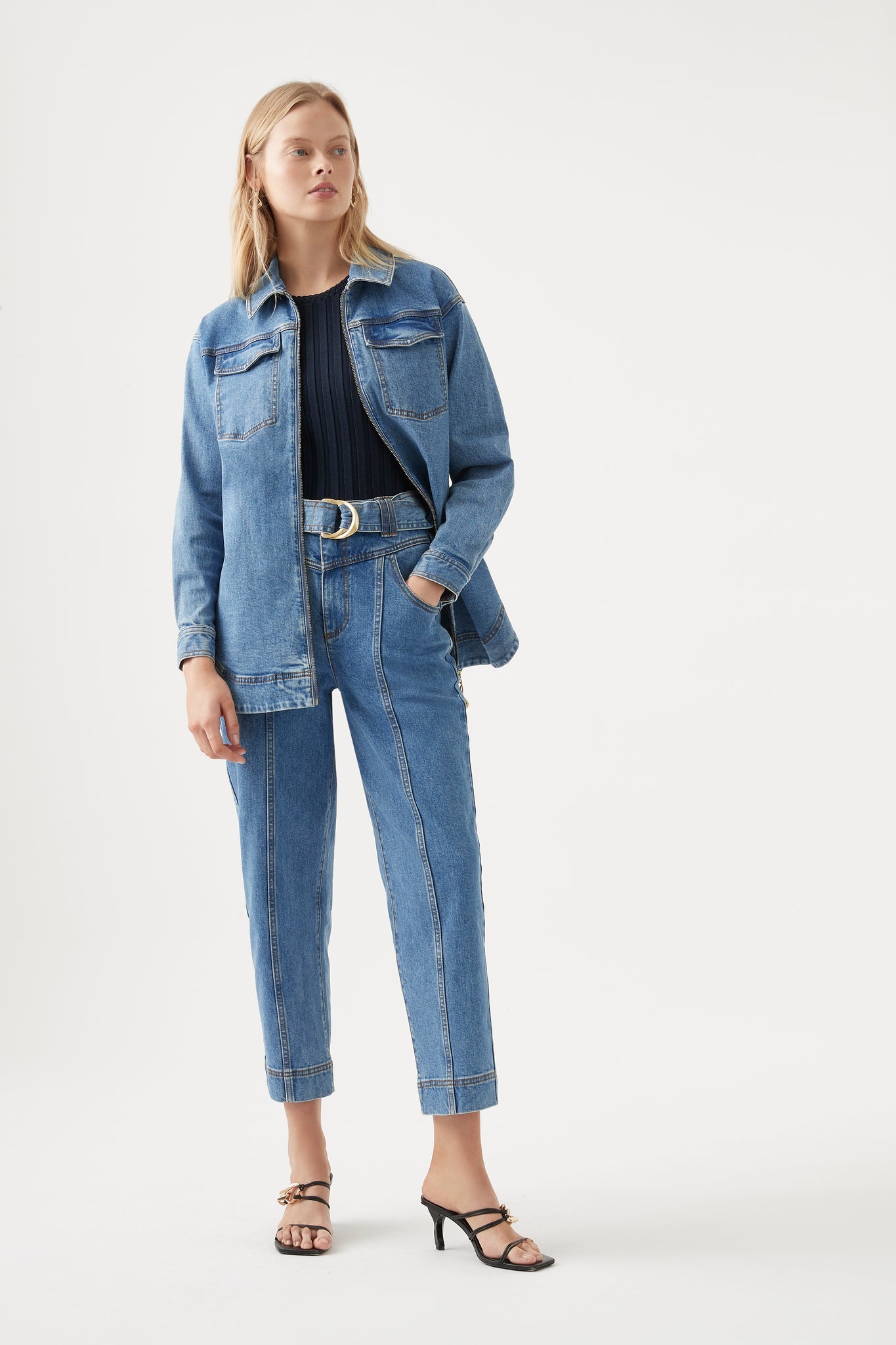 Ana Denim Zip Shirt