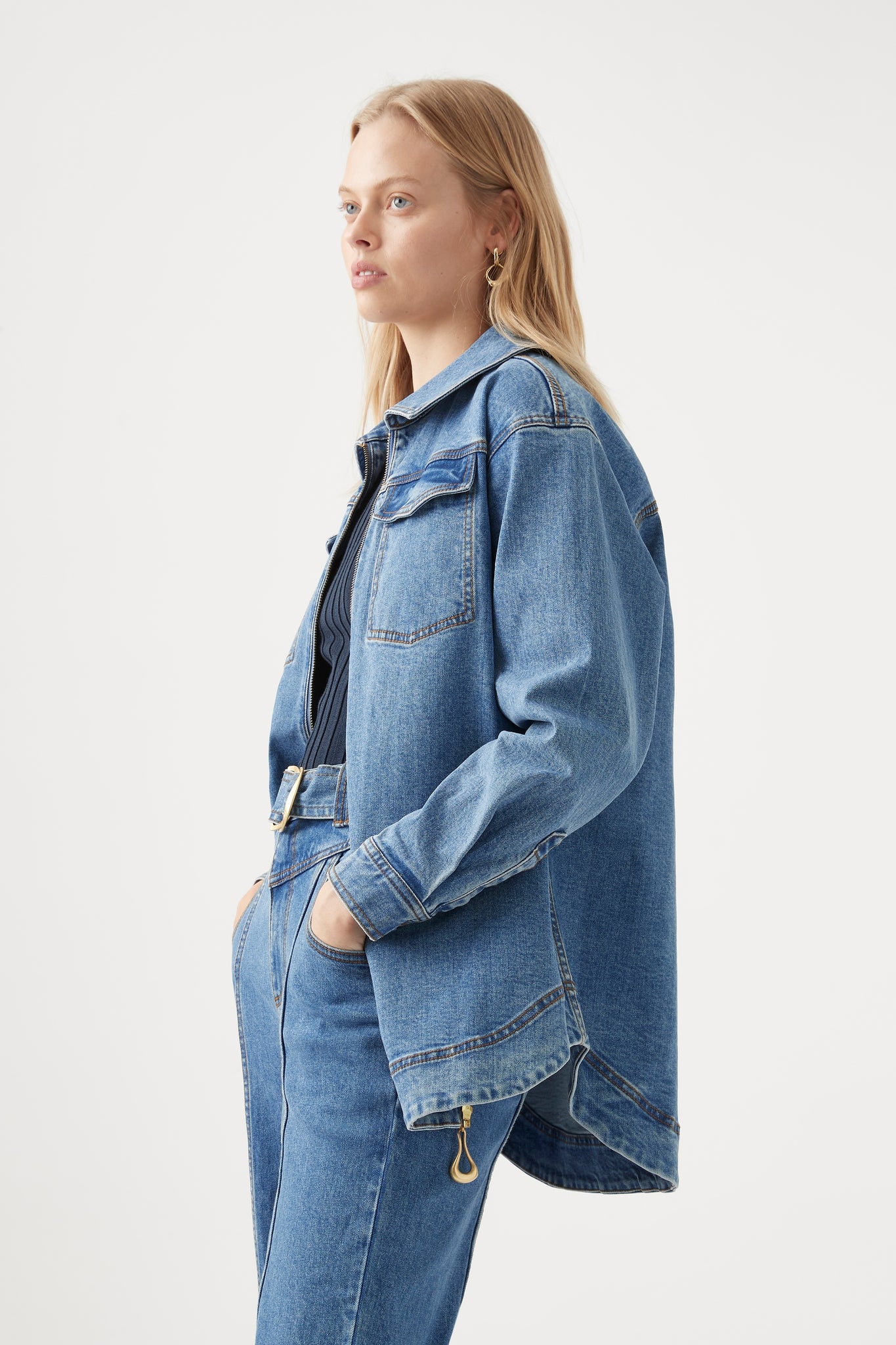 Ana Denim Zip Shirt