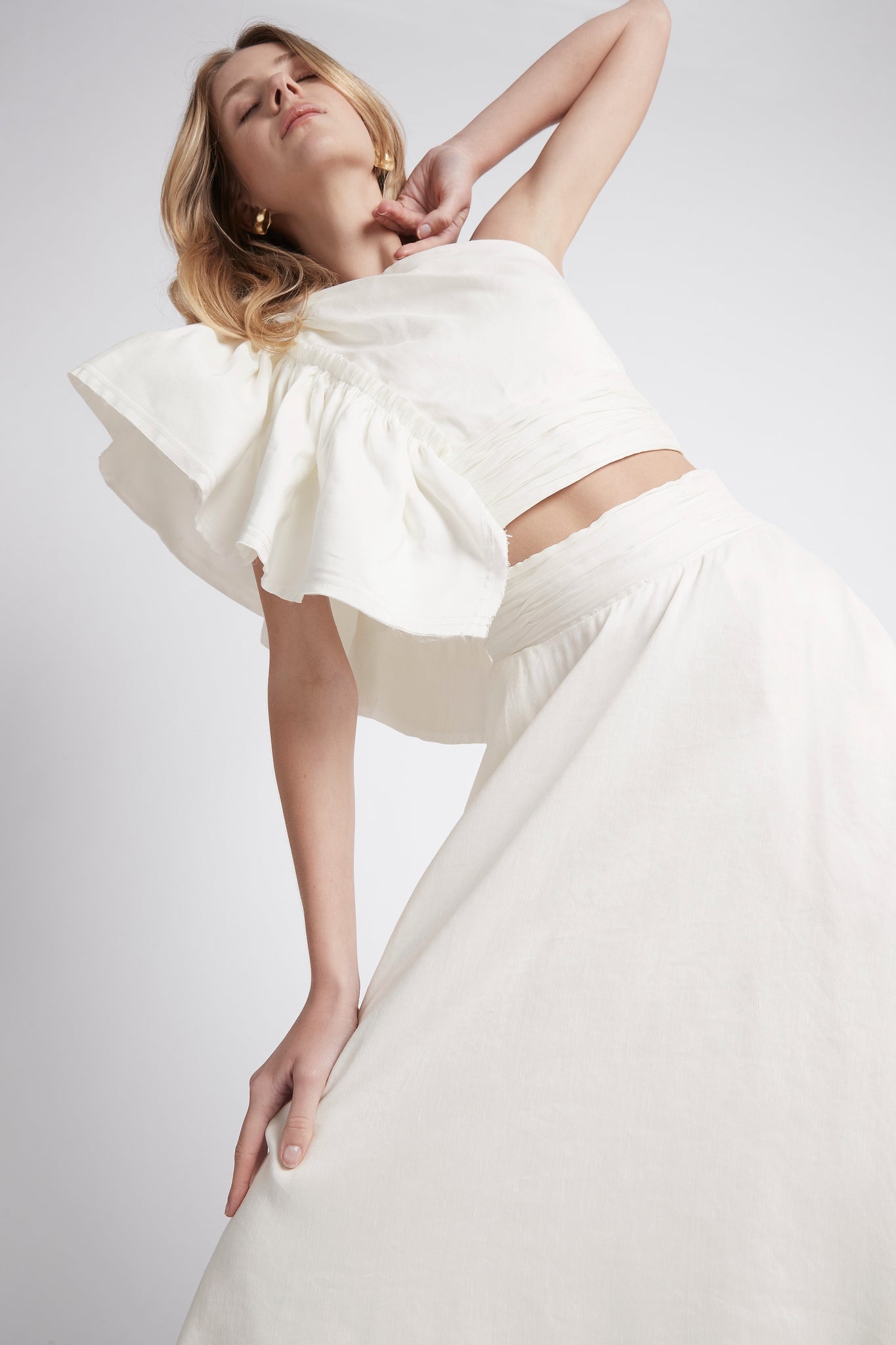 Bonjour Ruched Waist Midi Skirt