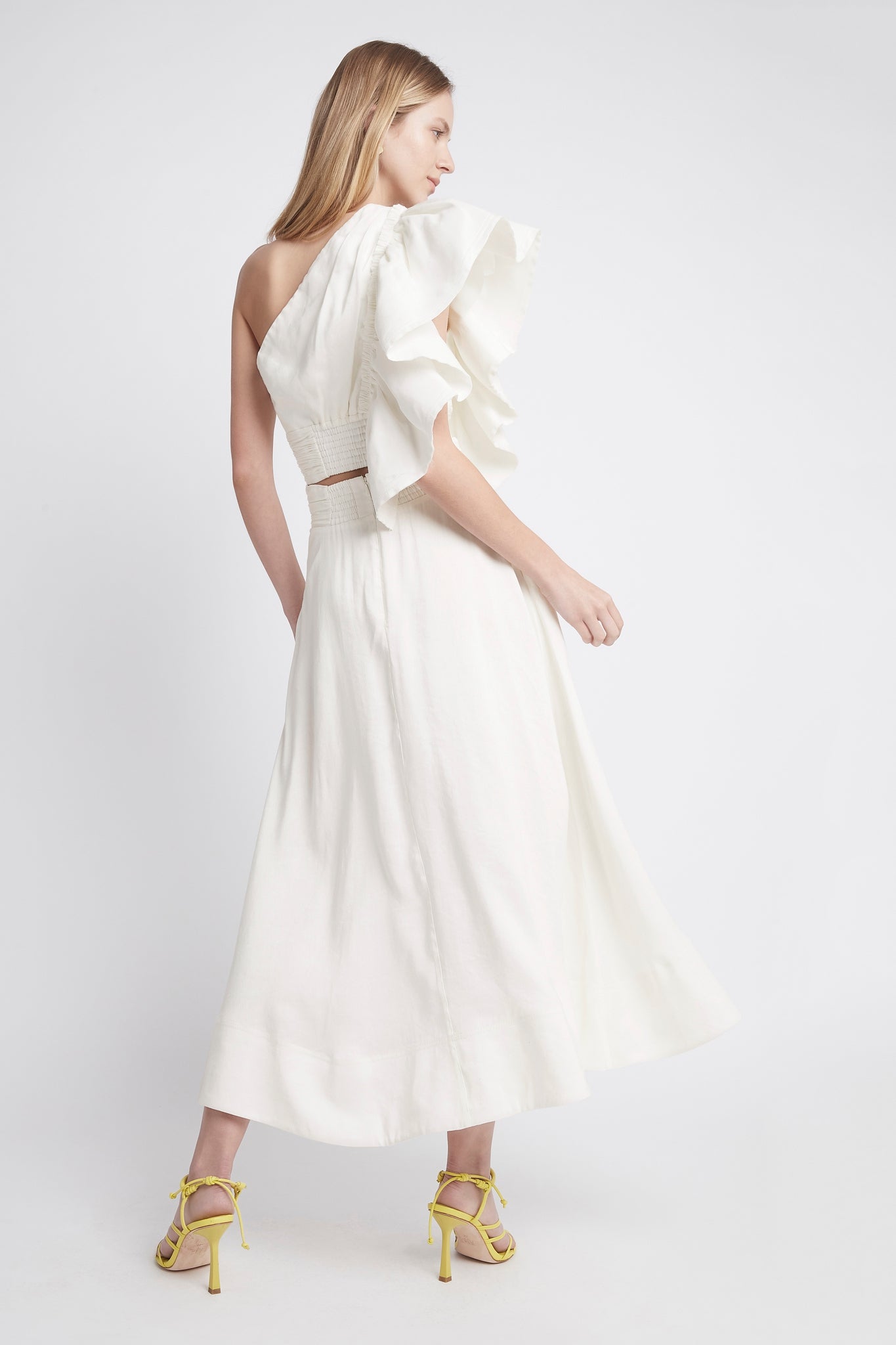 Bonjour Ruched Waist Midi Skirt