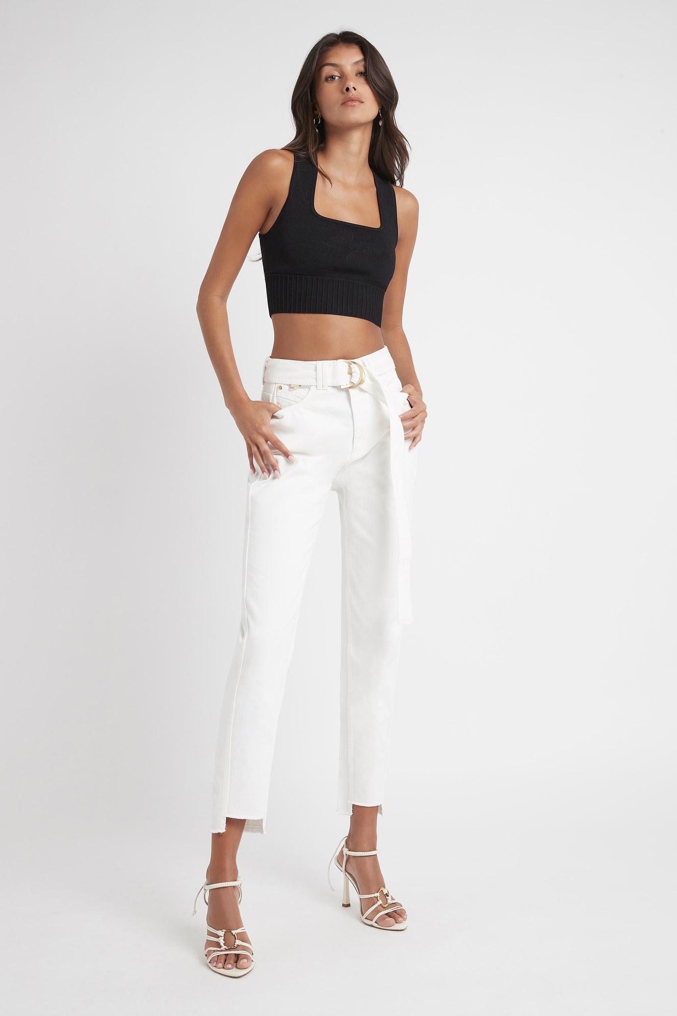 Livadi Cut Out Knit Logo Crop Top