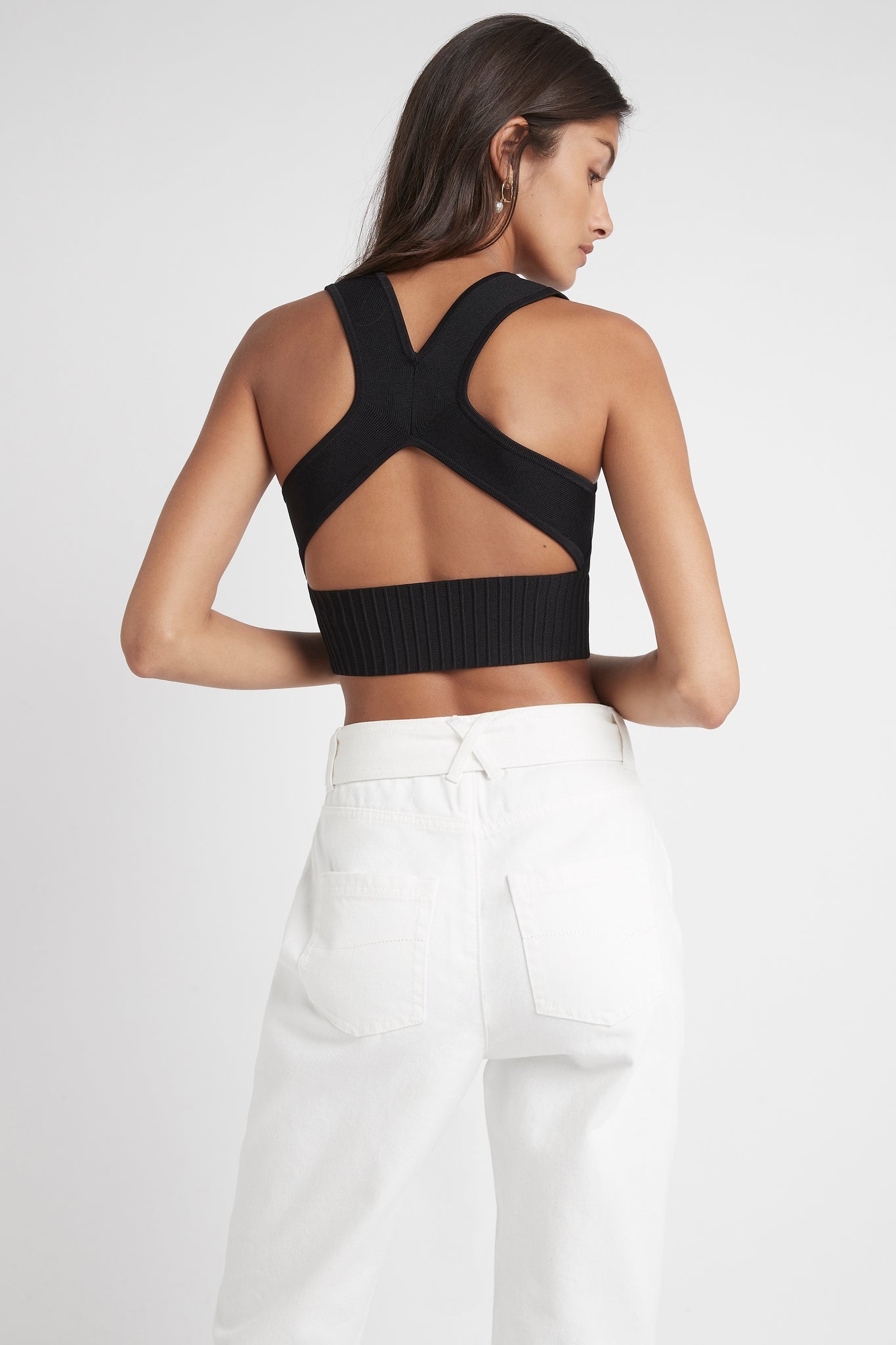 Livadi Cut Out Knit Logo Crop Top