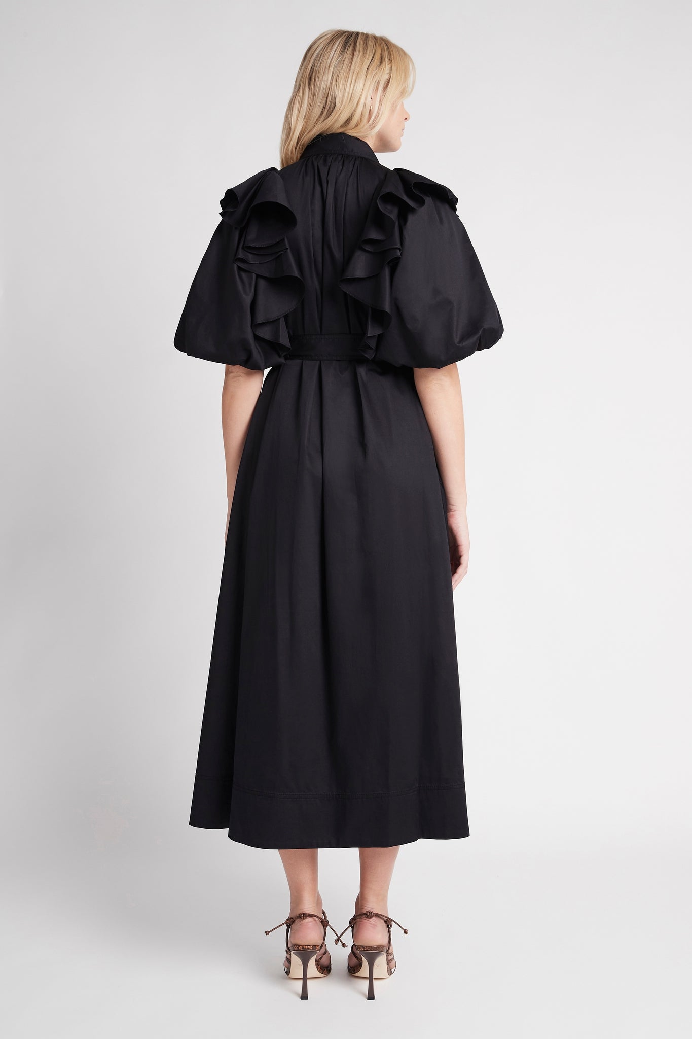 Poised Frill Sleeve Midi Dress