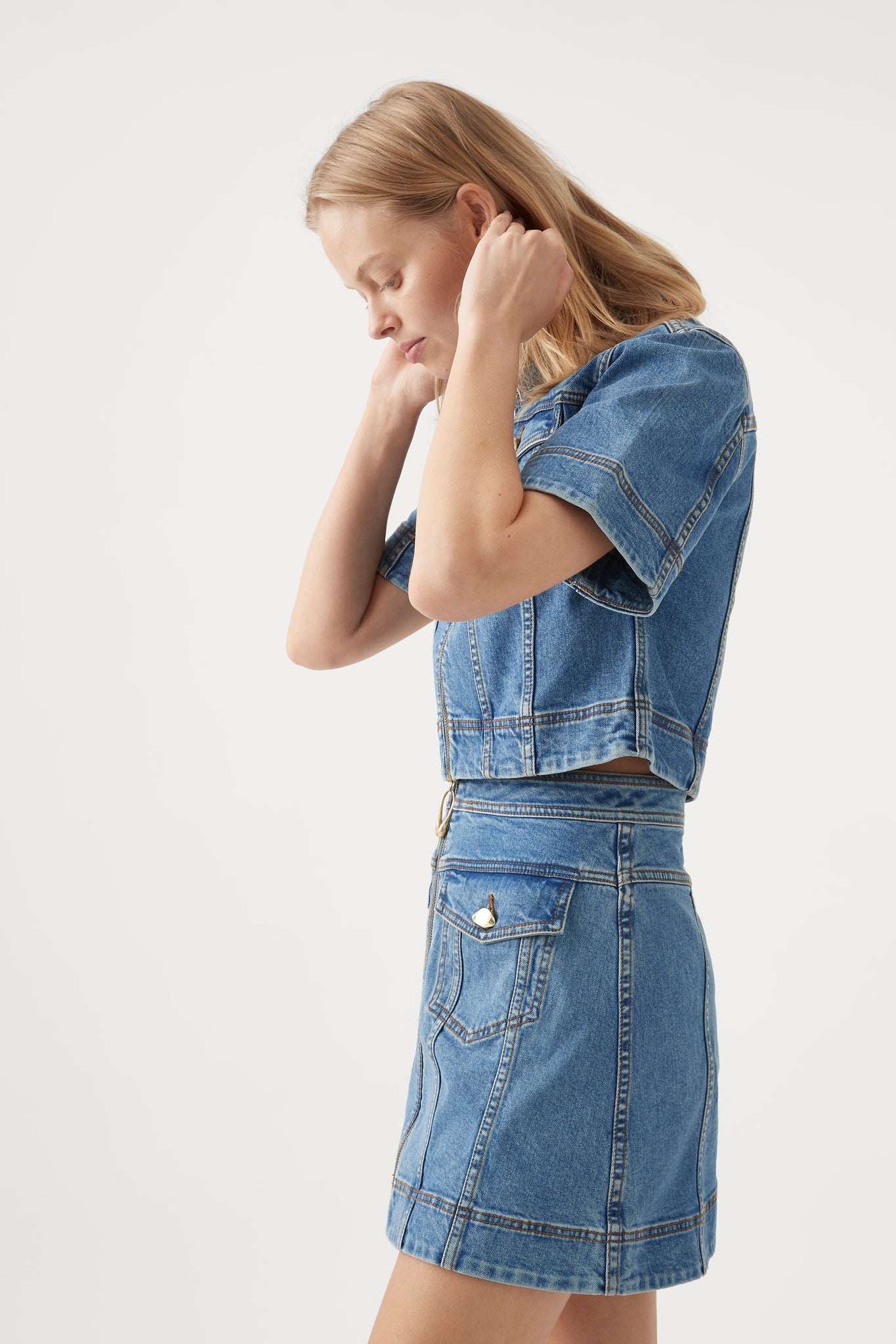 Melody Denim Zip Mini Skirt