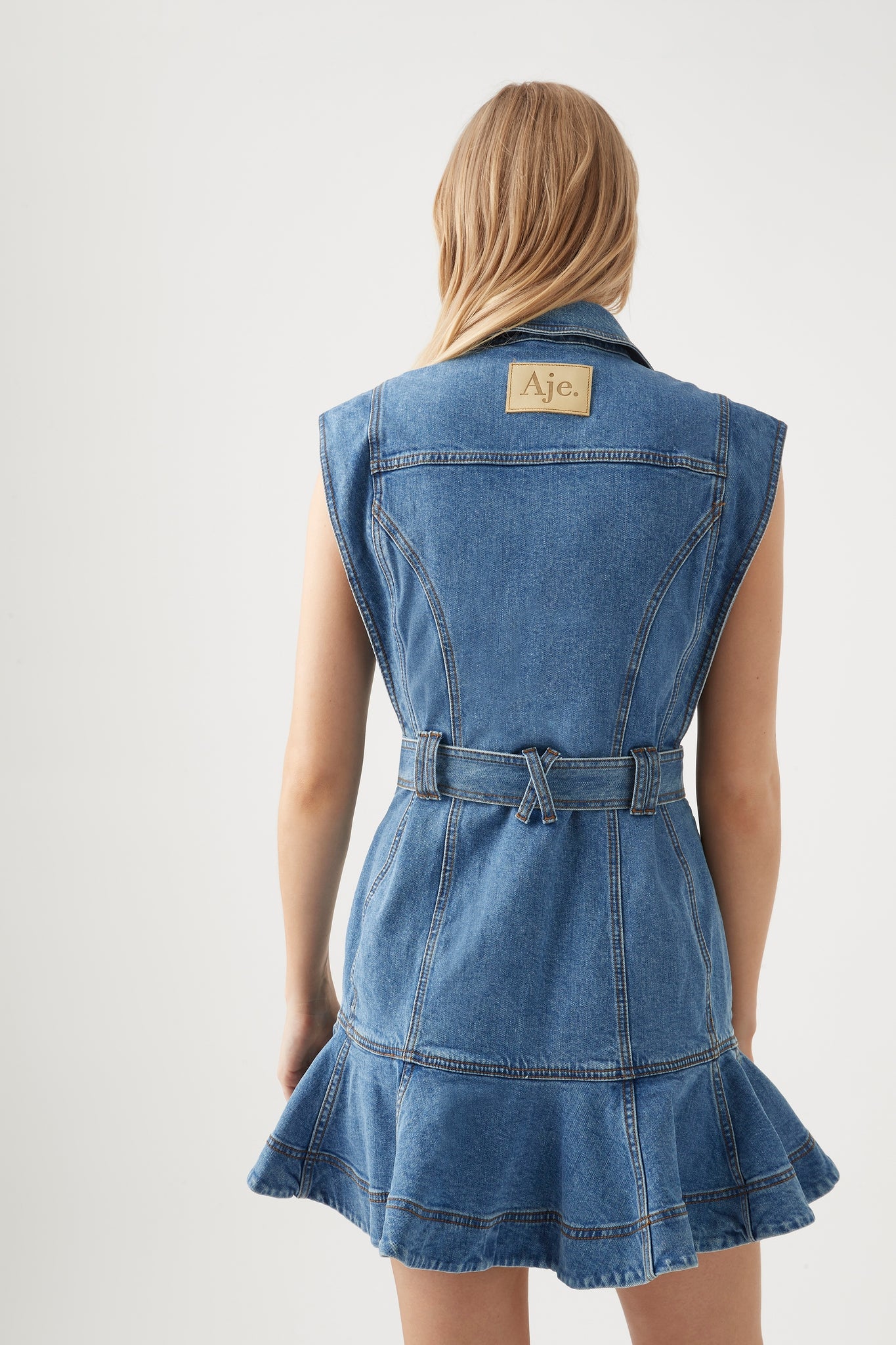 Julia Denim Ruffle Hem Mini Dress