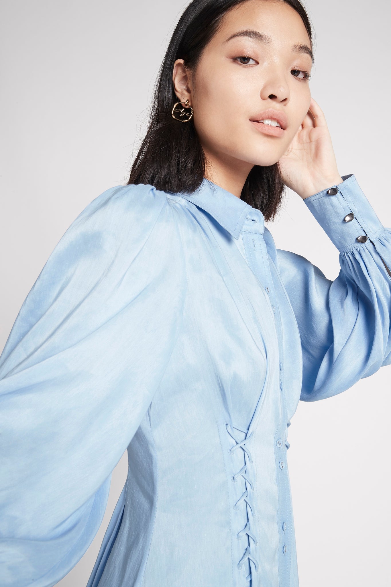 Ephemera Lace-Up Shirt Dress