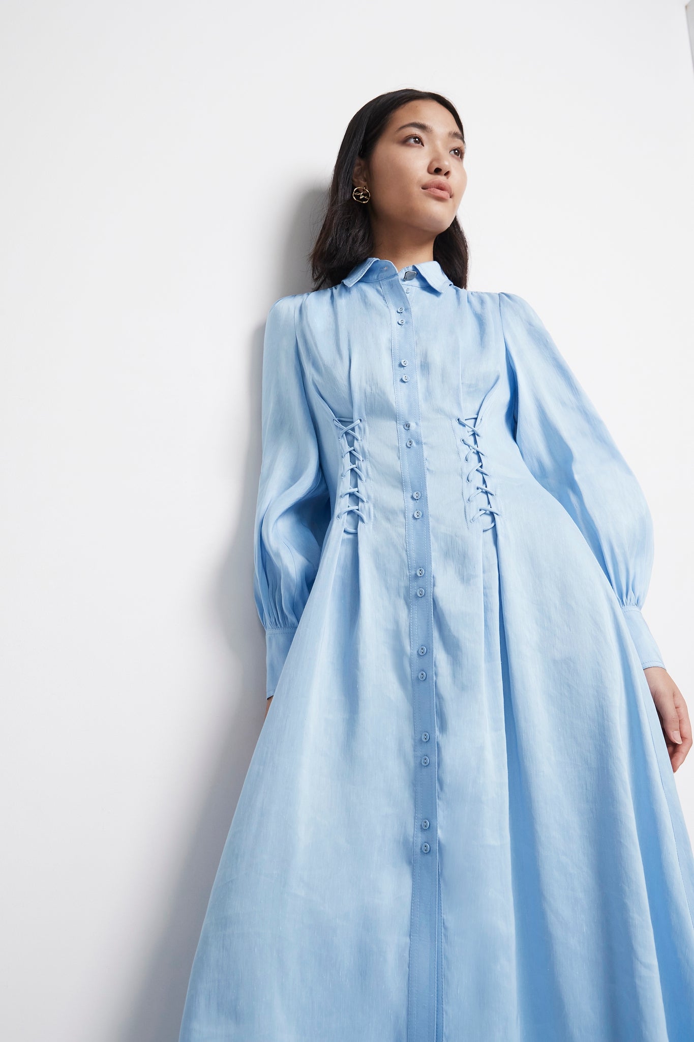 Ephemera Lace-Up Shirt Dress