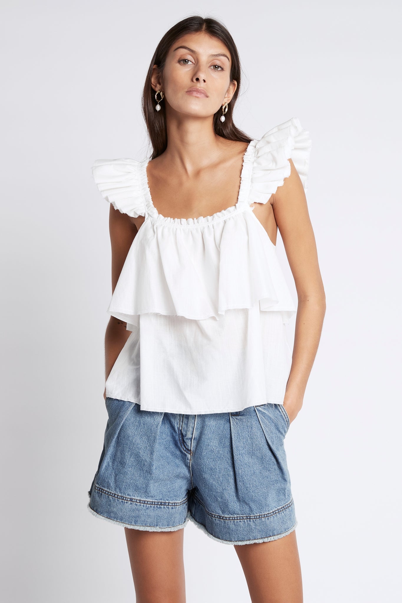 Romance Ruffle Shoulder Cami