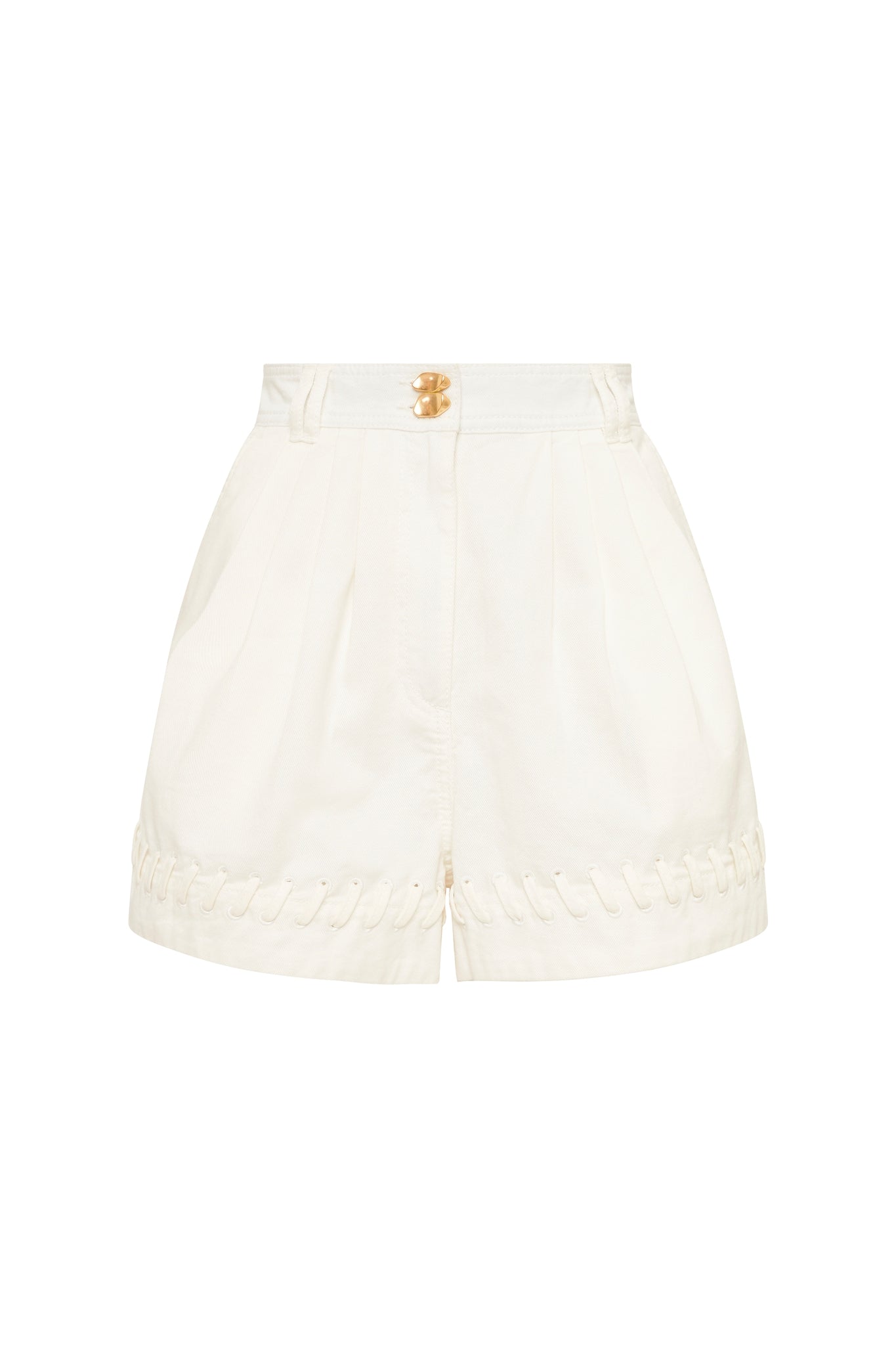 Triada Laced White Denim Shorts