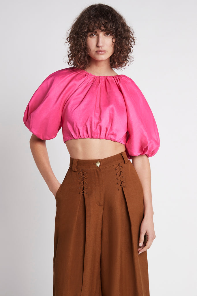 Admiration Lace-Up Cropped Top