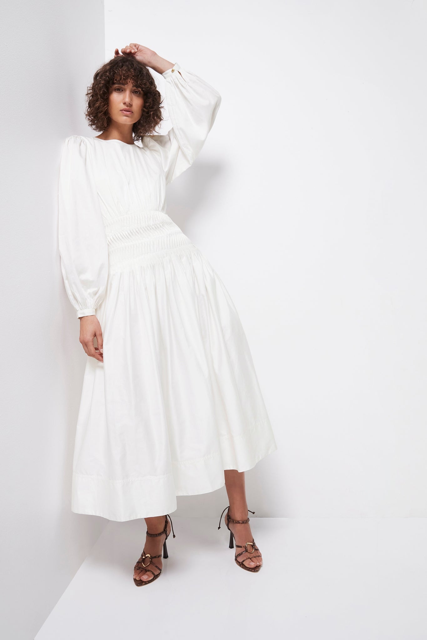 Tidal Tucked Midi Dress